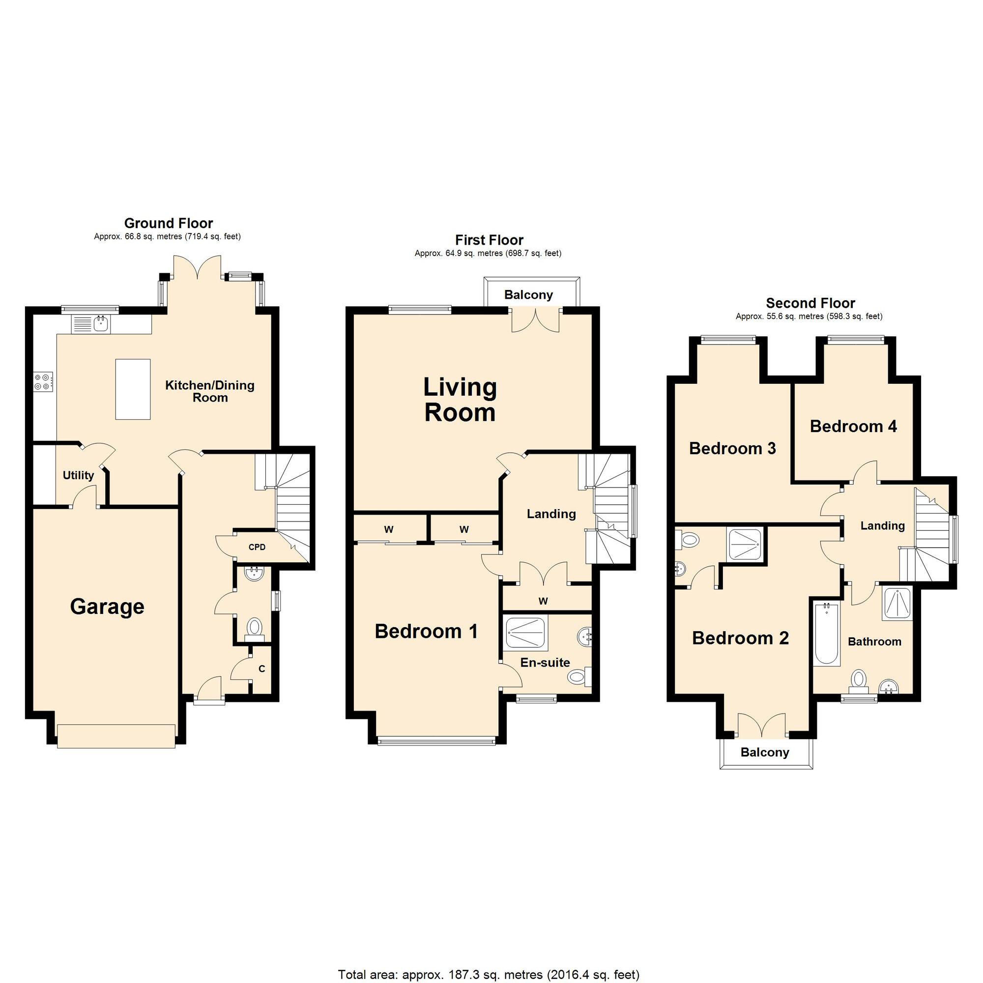 Floorplan of 4 bedroom Semi Detached House for sale, Castle Mews, Folkestone, Kent, CT20