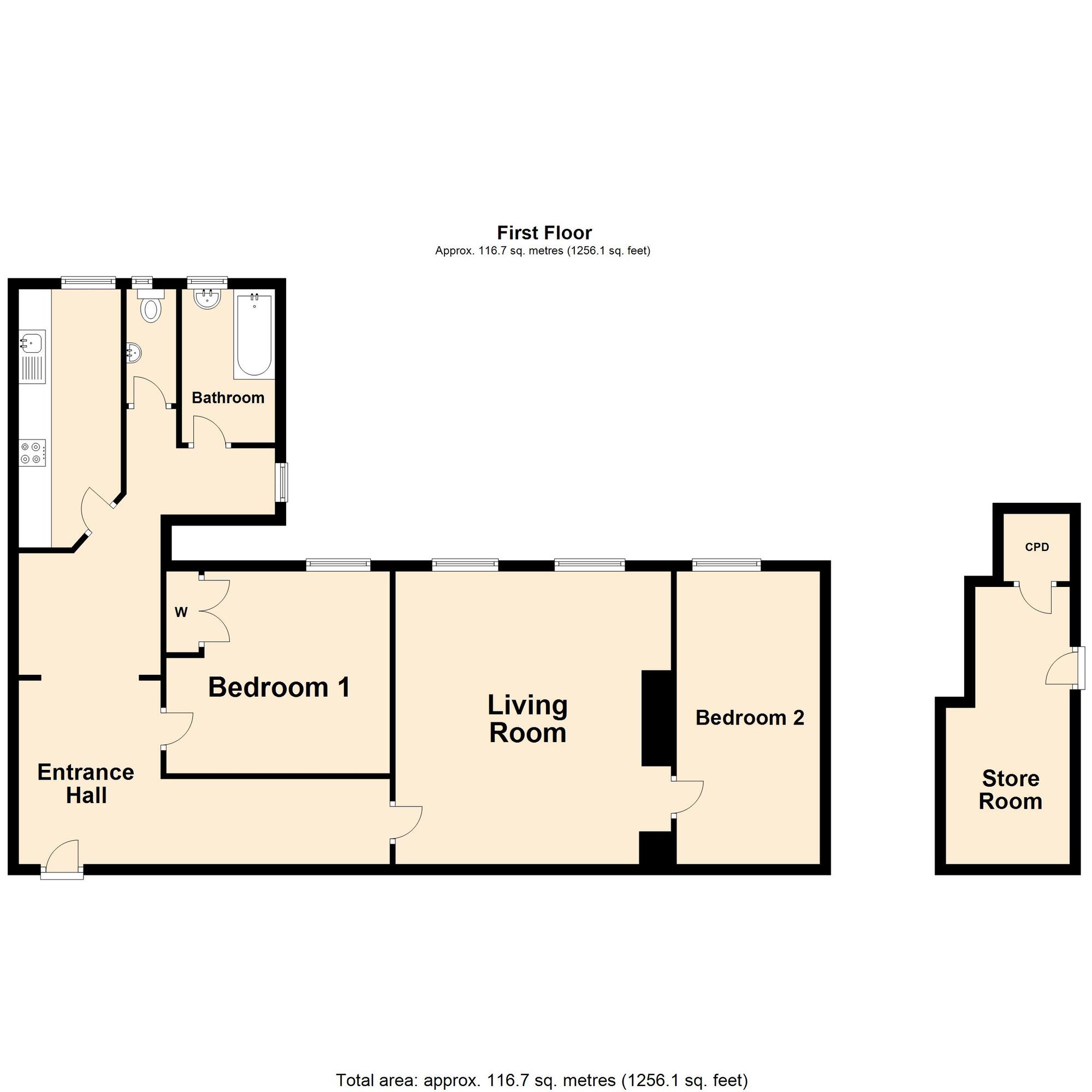 Floorplan of 2 bedroom  Flat for sale, The Leas, Folkestone, Kent, CT20