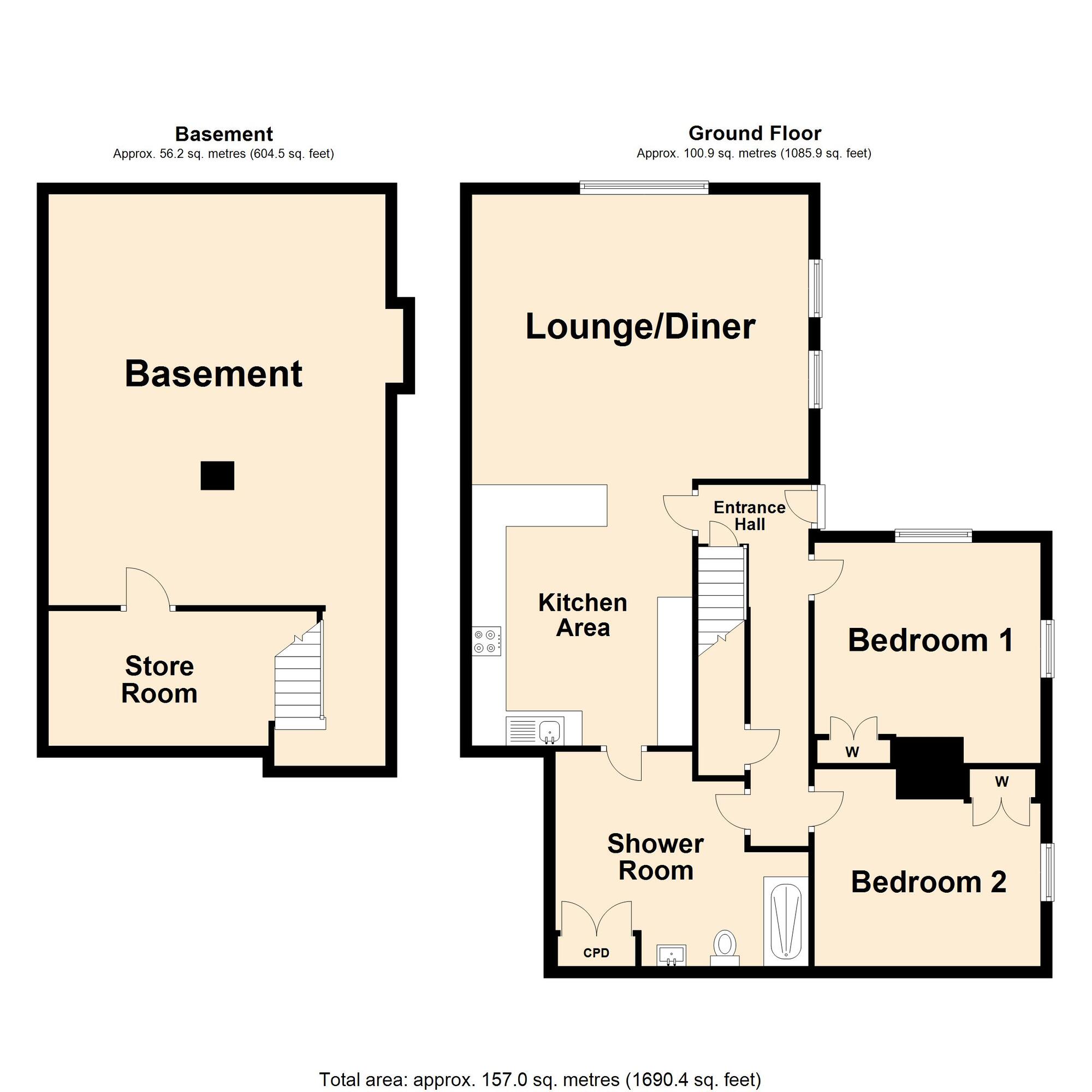 Floorplan of 2 bedroom  Flat for sale, Sandgate High Street, Sandgate, Kent, CT20