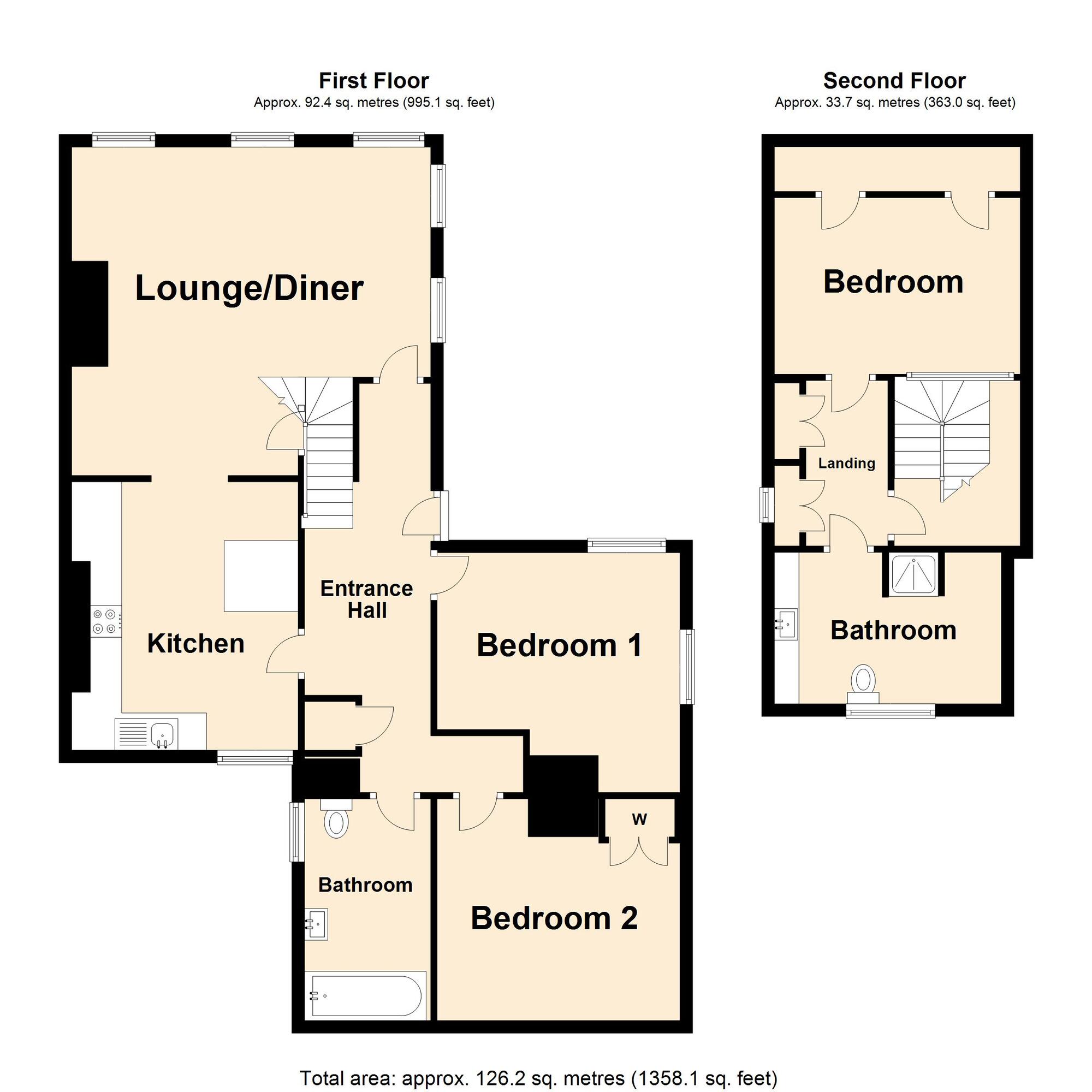 Floorplan of 3 bedroom  Flat for sale, Sandgate High Street, Sandgate, Kent, CT20