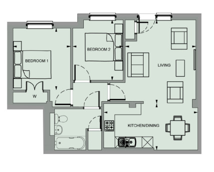 Floorplan of 2 bedroom  Flat for sale, Defiant Close, Hawkinge, Kent, CT18