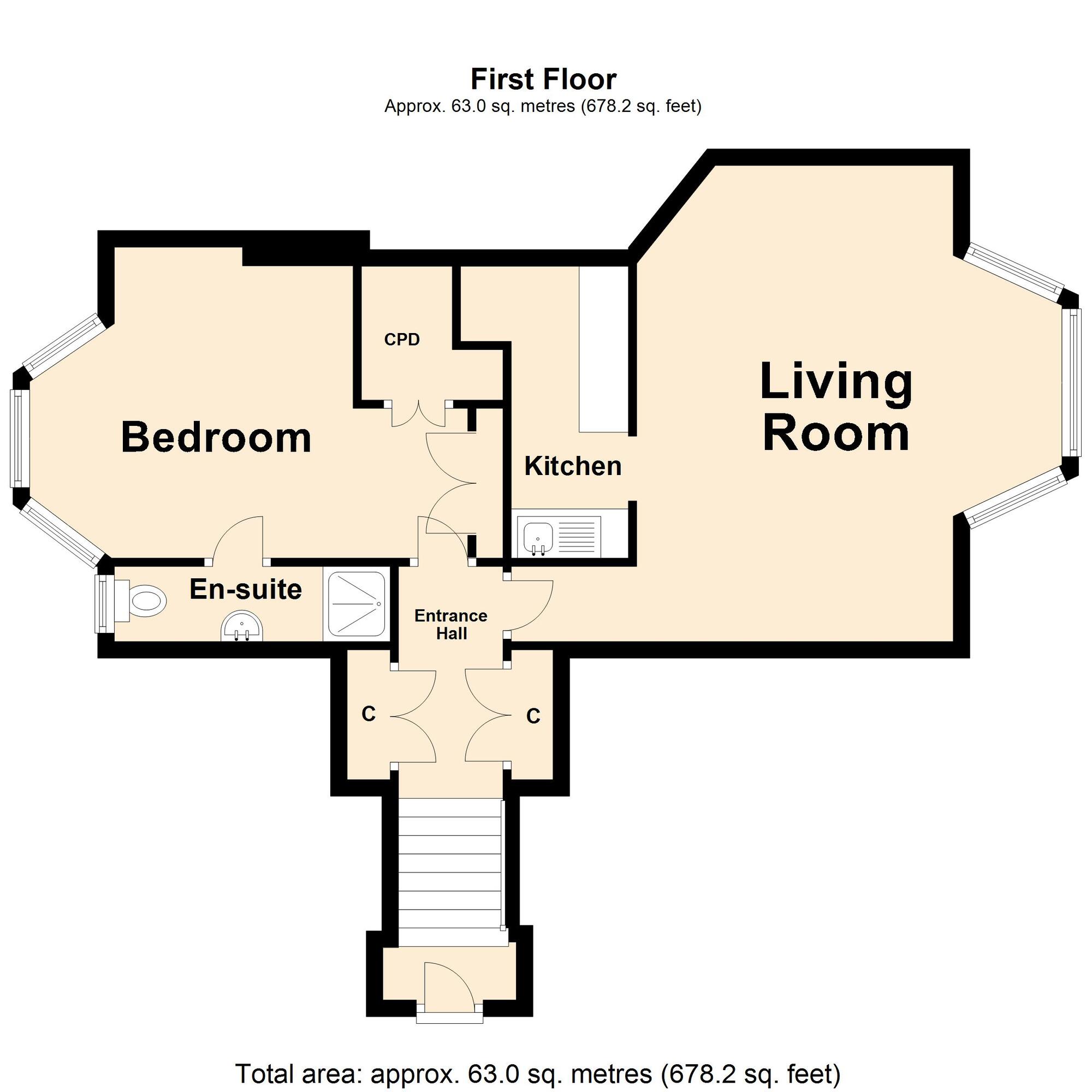 Floorplan of 1 bedroom  Flat for sale, The Bayle, Folkestone, Kent, CT20