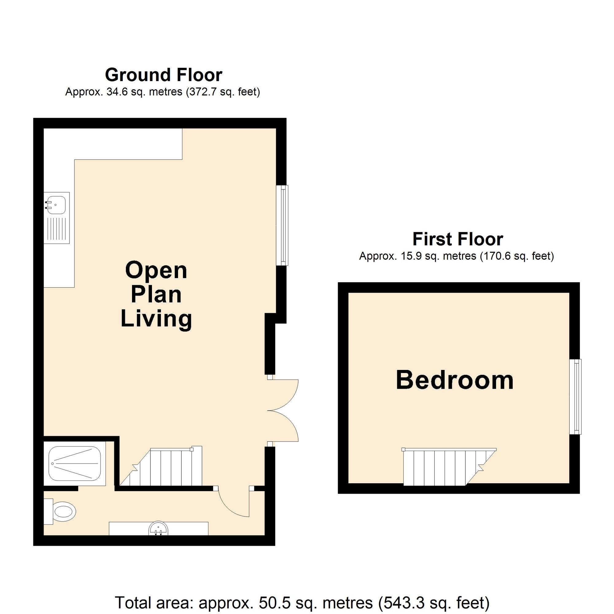 Floorplan of 1 bedroom End Terrace House for sale, Sandgate High Street, Sandgate, Kent, CT20