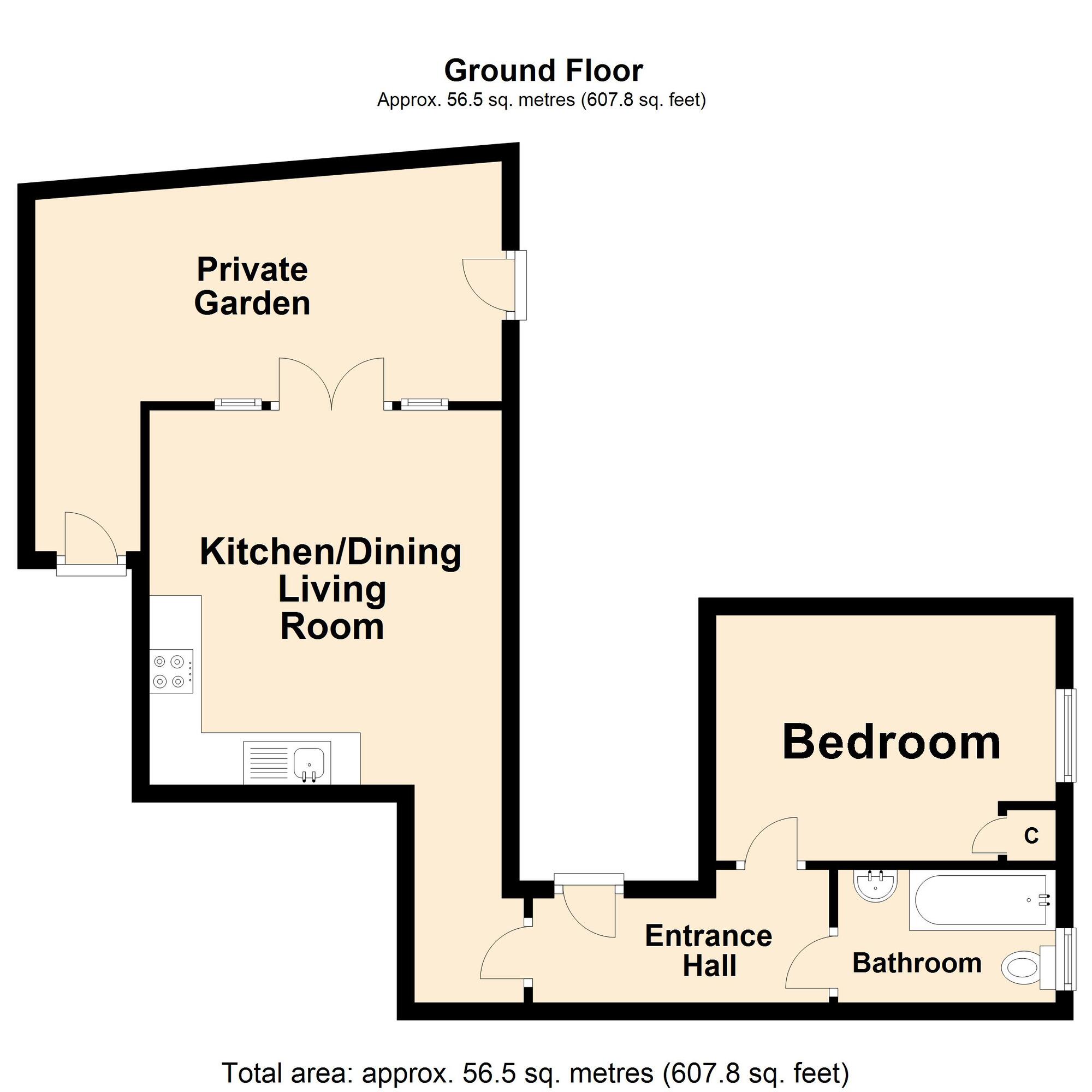 Floorplan of 1 bedroom  Flat for sale, The Bayle, Folkestone, Kent, CT20