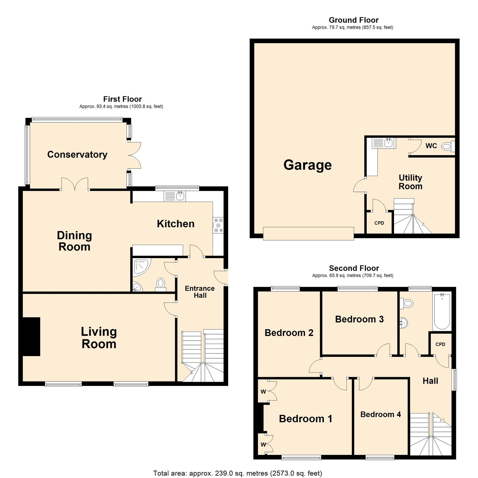 Floorplan of 4 bedroom Semi Detached House for sale, Valebrook Close, Folkestone, Kent, CT20