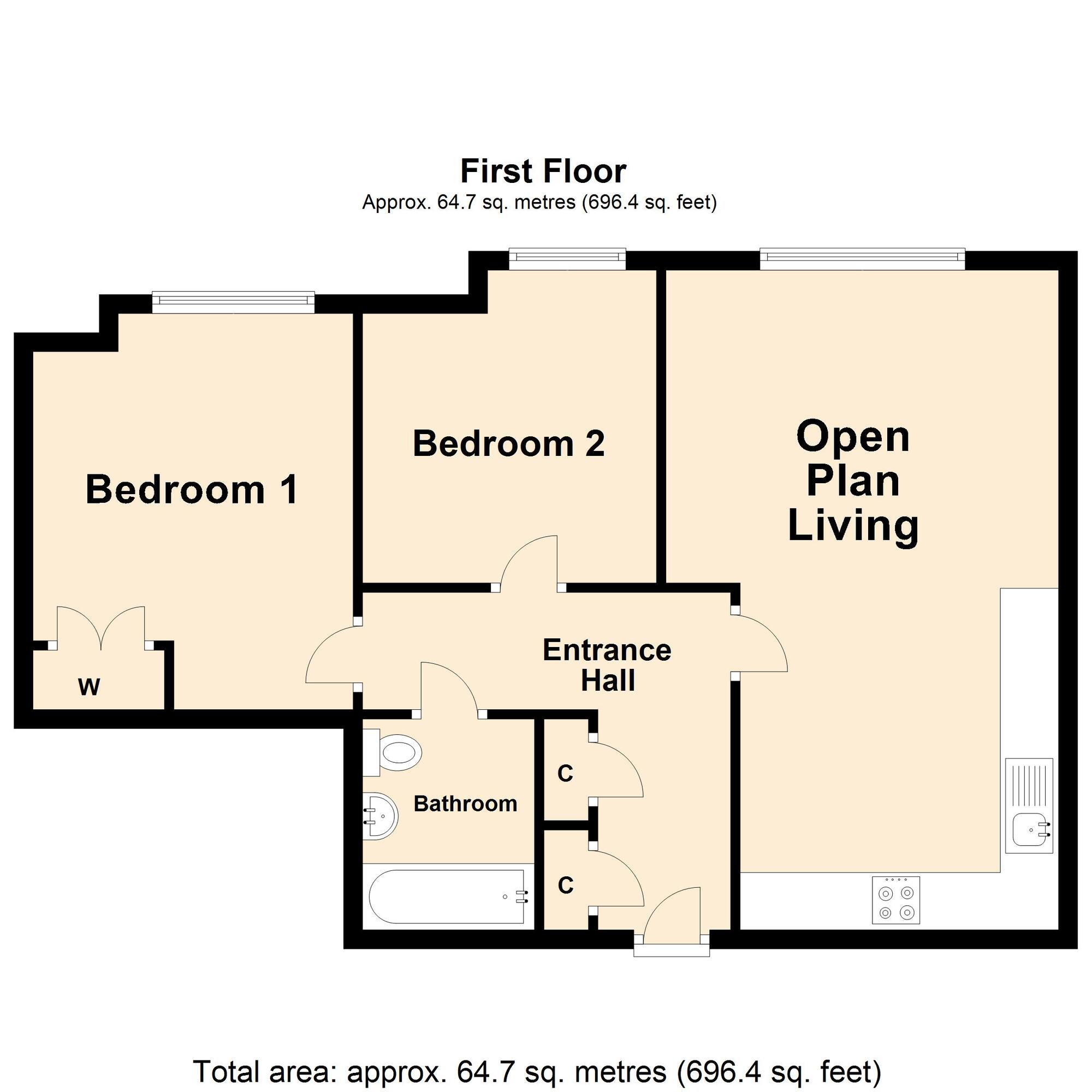 Floorplan of 2 bedroom  Flat for sale, Defiant Close, Hawkinge, Kent, CT18