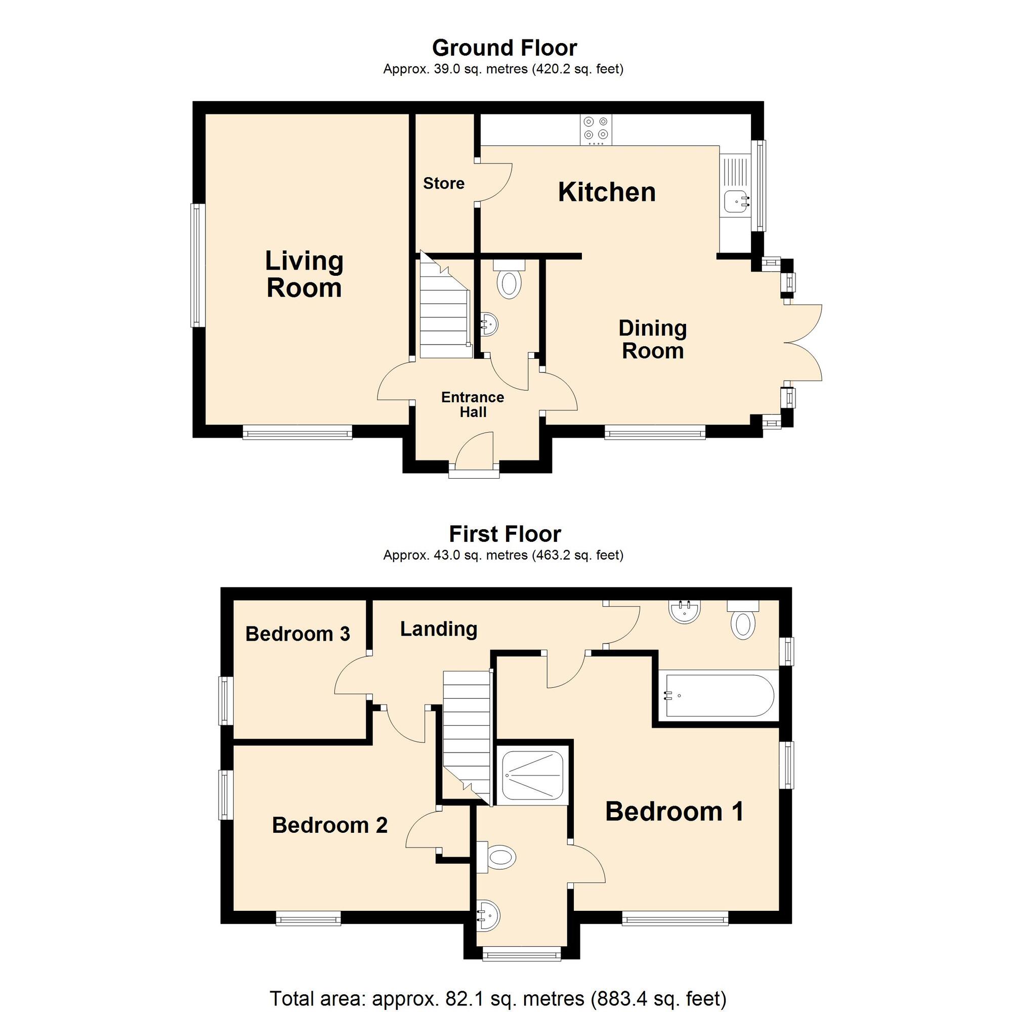 Floorplan of 3 bedroom Semi Detached House for sale, Argus Way, Hythe, Kent, CT21