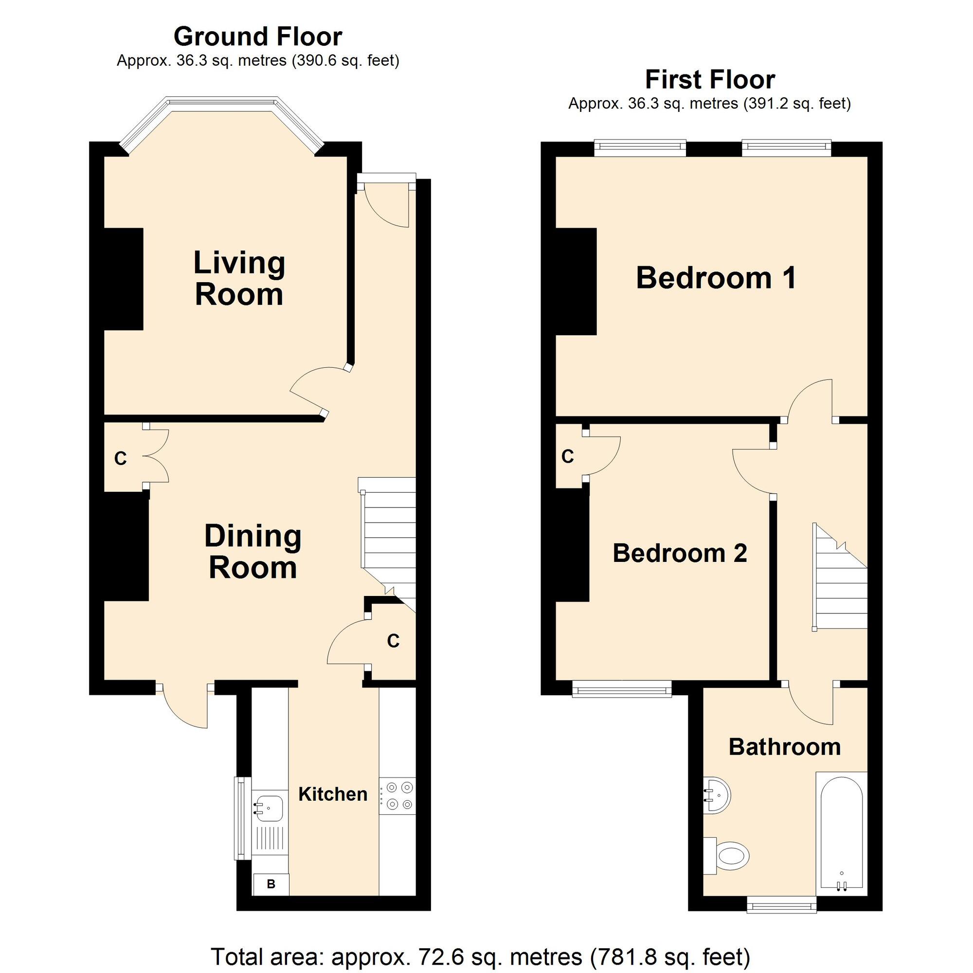 Floorplan of 2 bedroom Mid Terrace House for sale, Jesmond Street, Folkestone, Kent, CT19