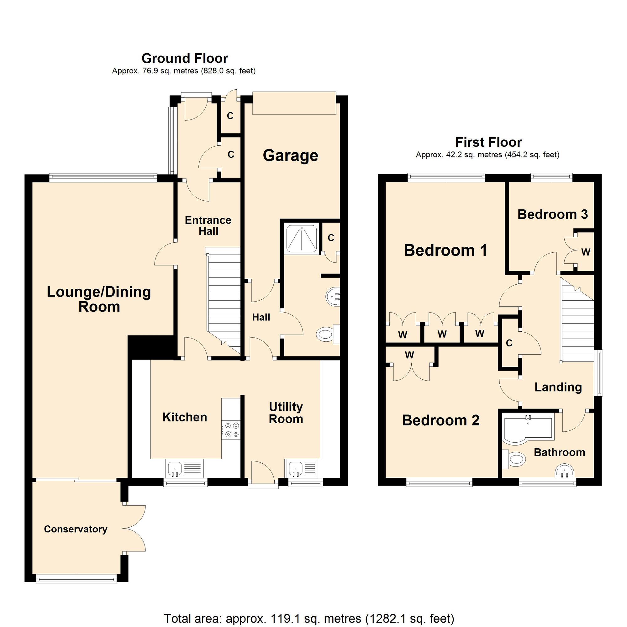 Floorplan of 3 bedroom Semi Detached House for sale, Lynwood, Folkestone, Kent, CT19