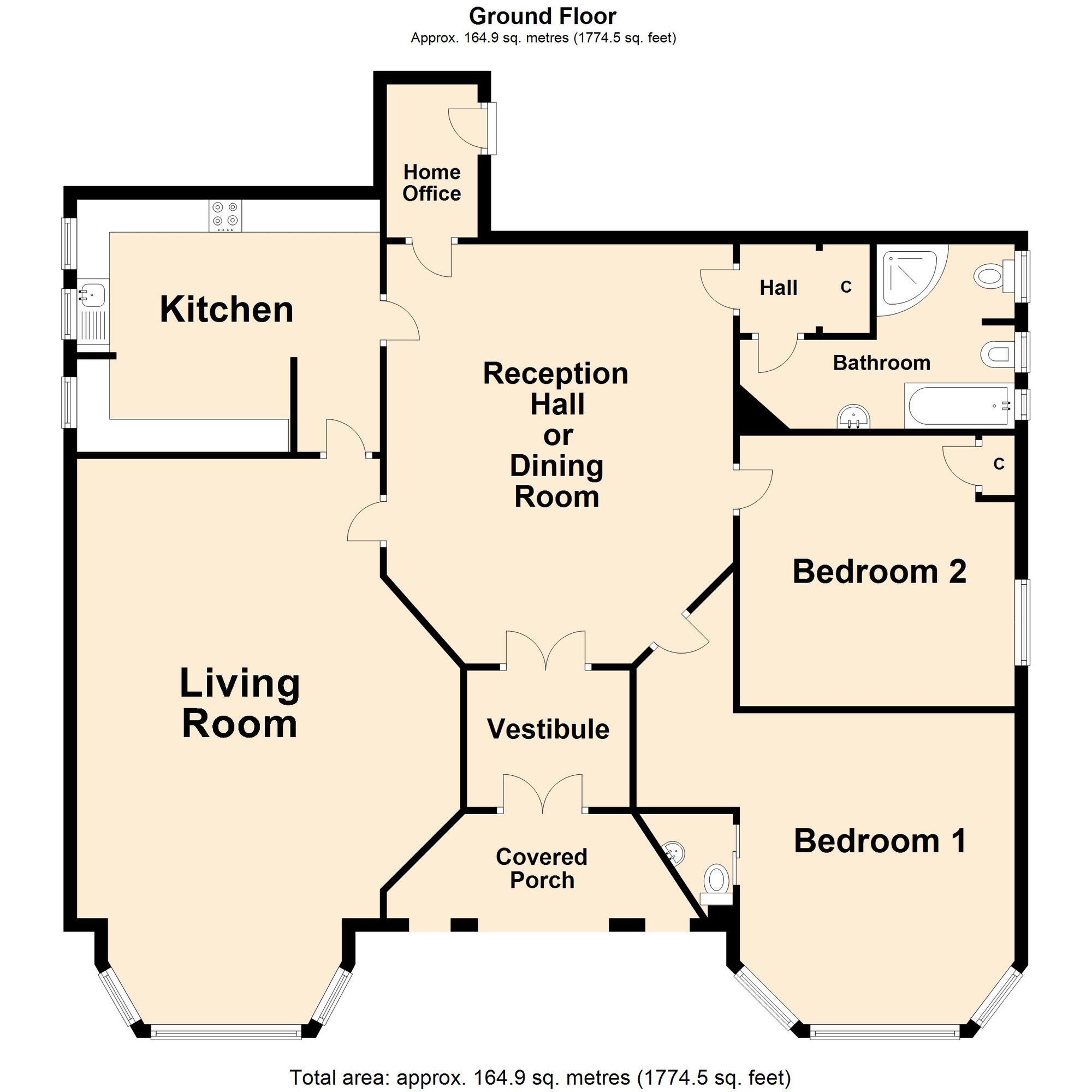 Floorplan of 2 bedroom  Flat for sale, Grimston Gardens, Folkestone, Kent, CT20