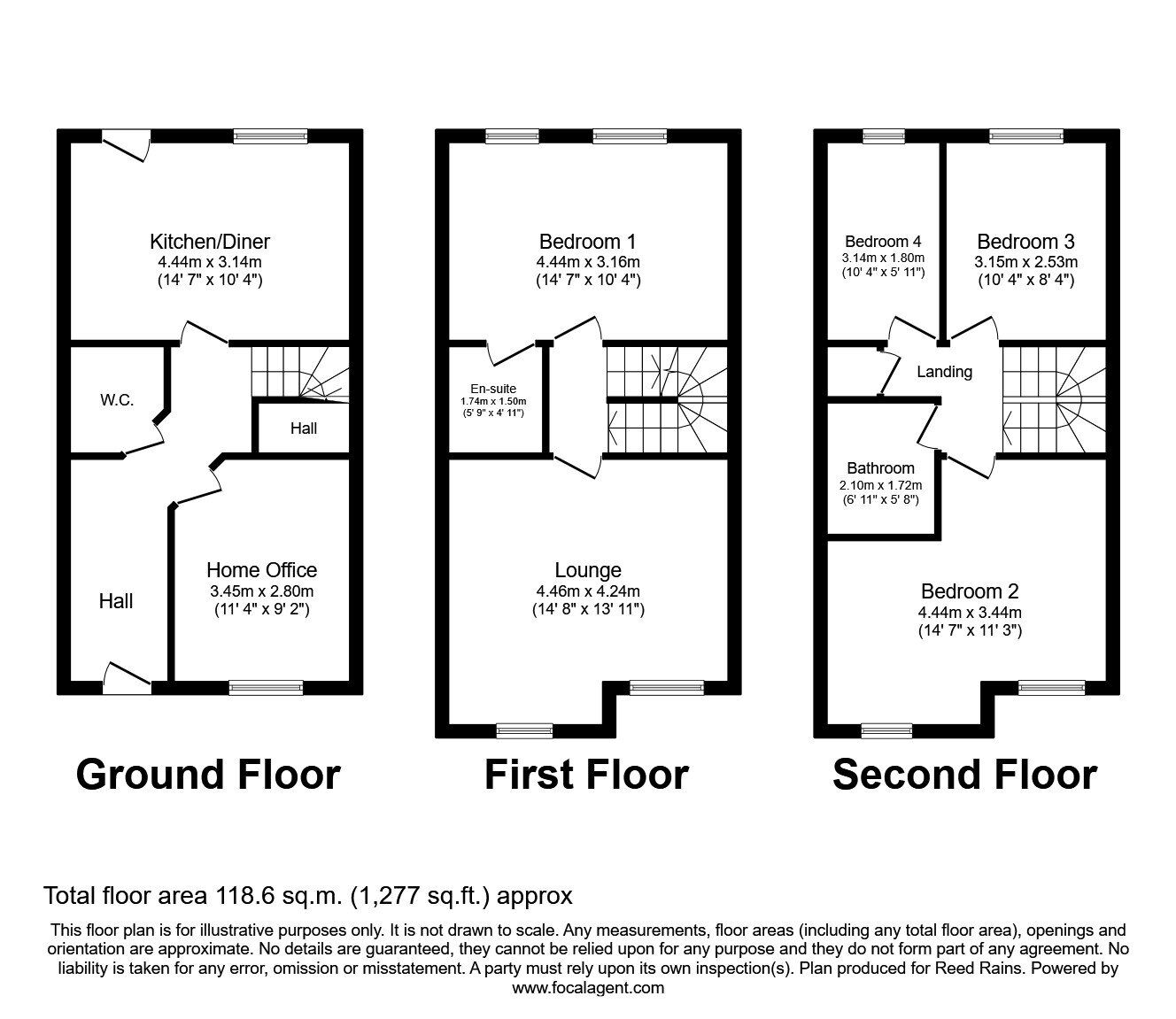 Floorplan of 4 bedroom Mid Terrace House to rent, Waters Edge Green, Garstang, Preston, PR3