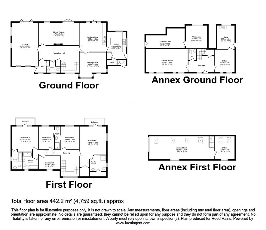 Floorplan of 5 bedroom Detached House for sale, Preston Road, Grimsargh, Lancashire, PR2