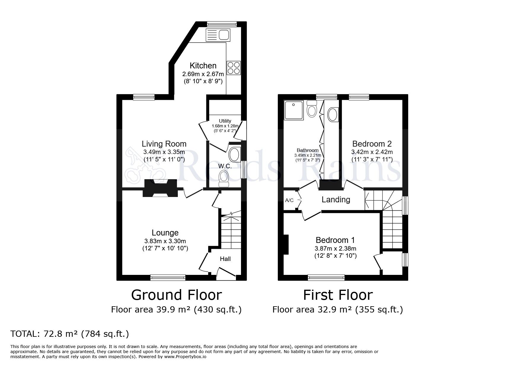 Floorplan of 2 bedroom Semi Detached Property for sale, Garstang Road, Bowgreave, Lancashire, PR3