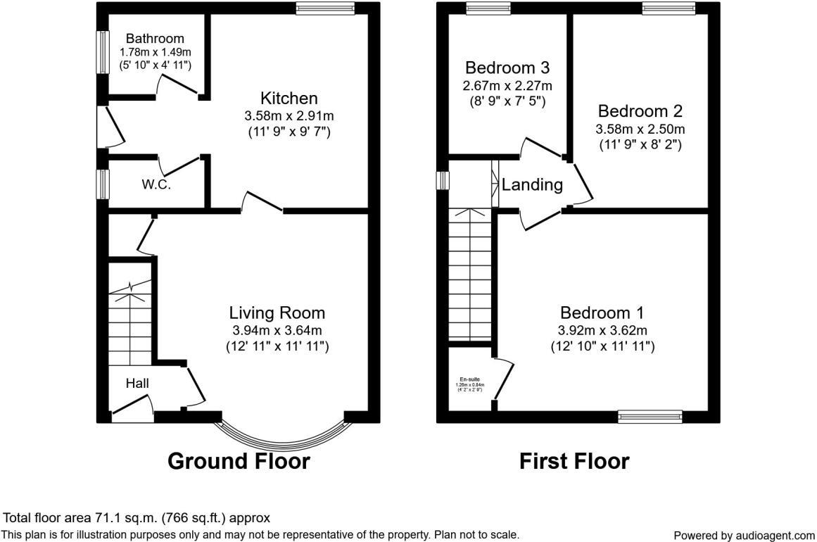 Floorplan of 3 bedroom Semi Detached House for sale, Kepple Lane, Garstang, Lancashire, PR3