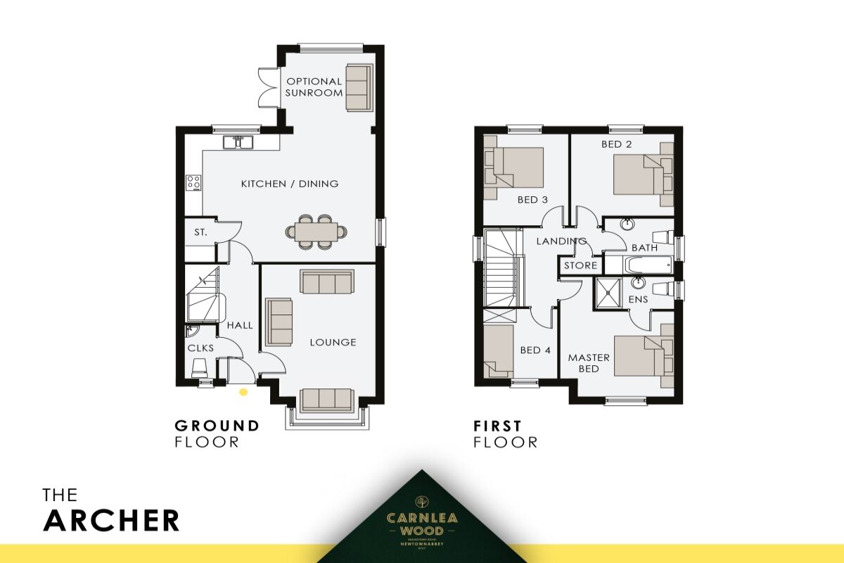 Floorplan of 4 bedroom Detached House for sale, Carnlea Wood, Monkstown Road, Newtownabbey, BT37