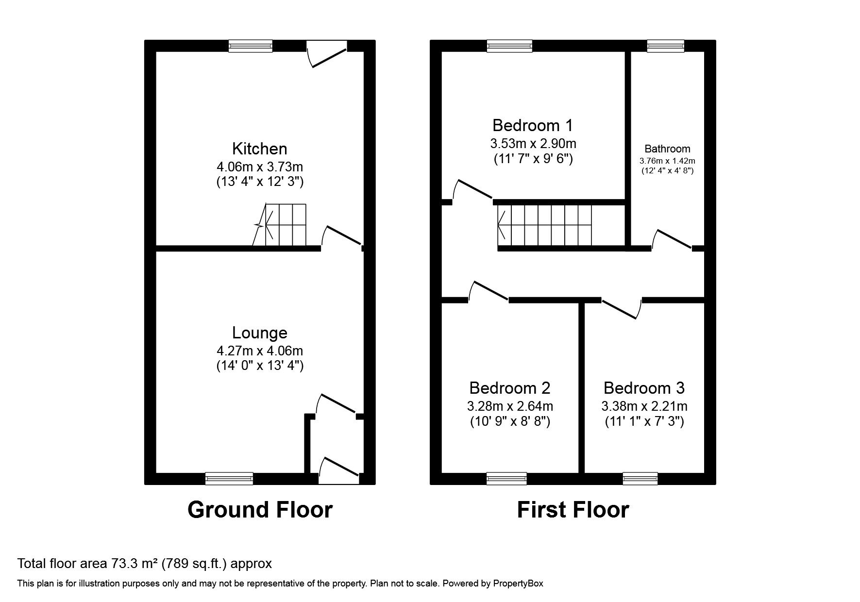 Floorplan of 3 bedroom  House to rent, Kiln Lane, Hadfield, Derbyshire, SK13