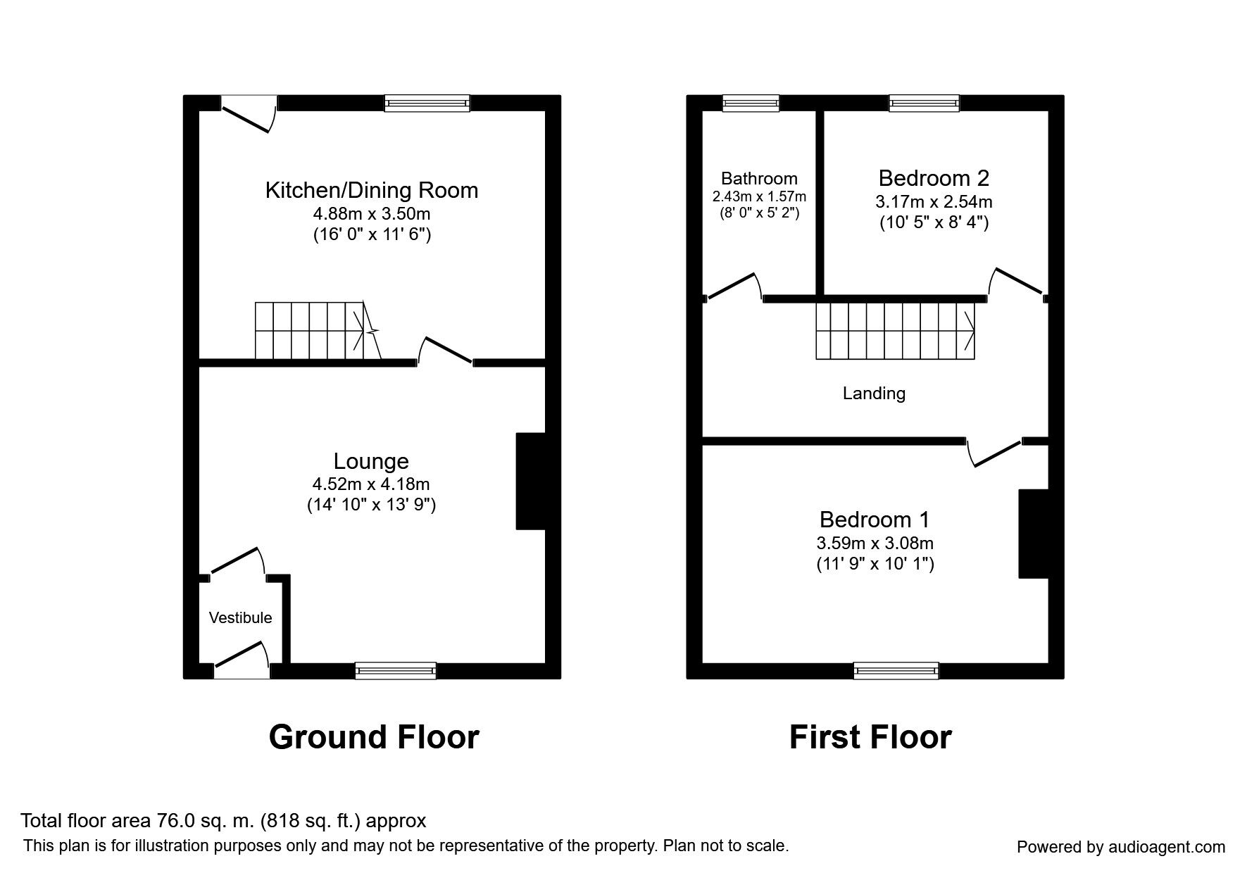 Floorplan of 2 bedroom Mid Terrace House to rent, Post Street, Padfield, Derbyshire, SK13