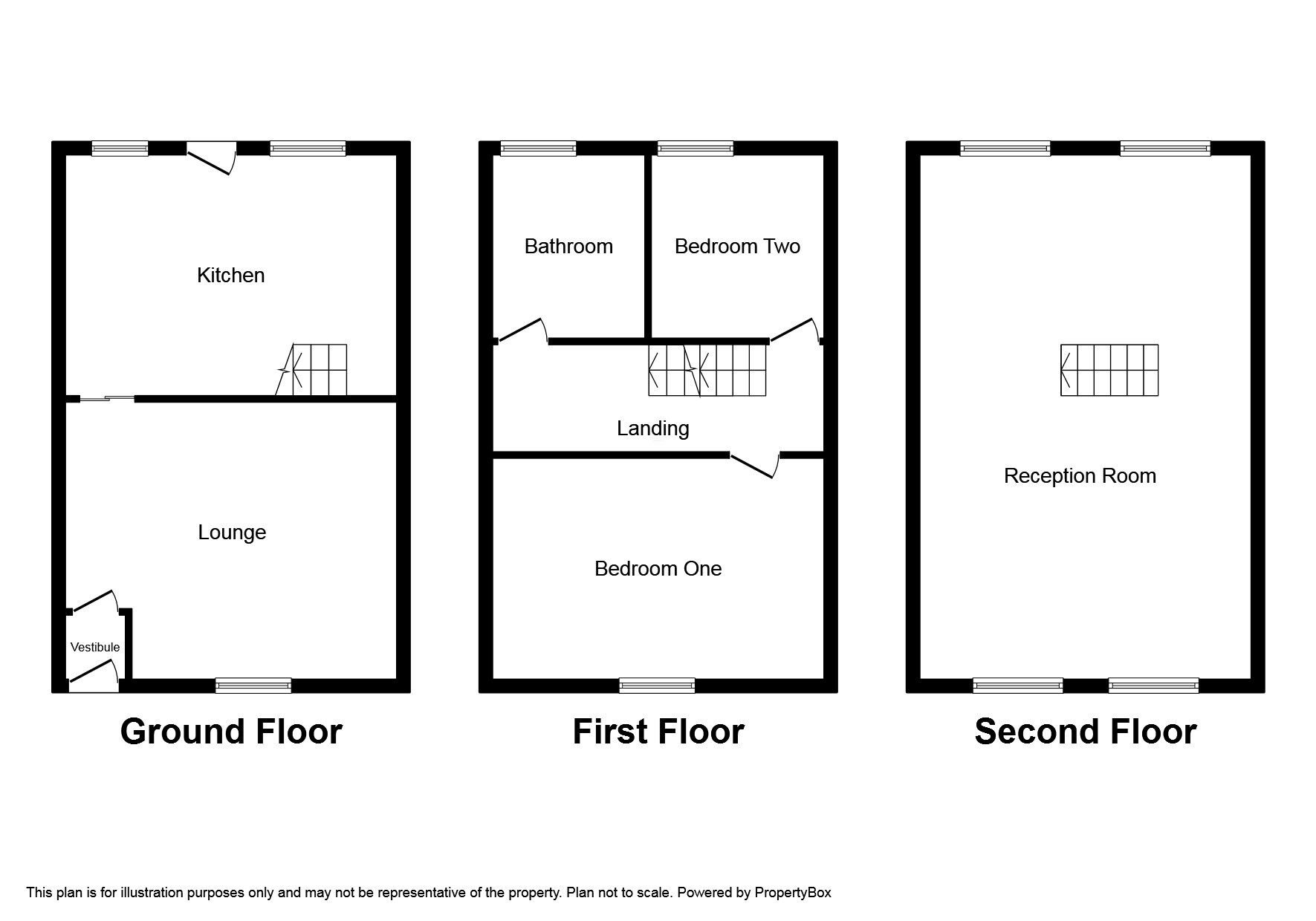 Floorplan of 3 bedroom Mid Terrace House to rent, Thorncliff Wood, Hollingworth, Cheshire, SK14