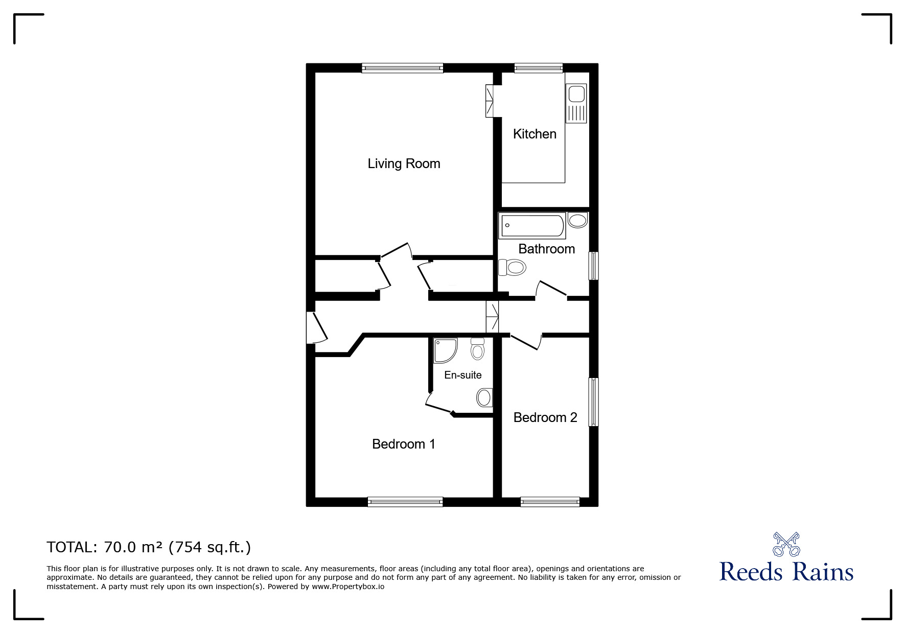 Floorplan of 2 bedroom  Flat for sale, Station Road, Hadfield, Derbyshire, SK13