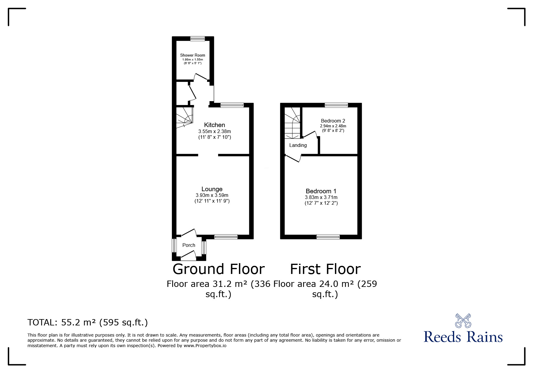 Floorplan of 2 bedroom Mid Terrace House for sale, Town Lane, Charlesworth, Derbyshire, SK13