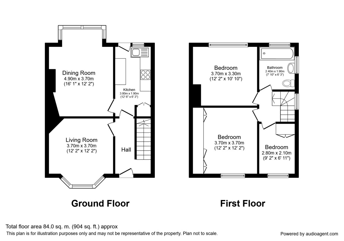 Floorplan of 3 bedroom Semi Detached House for sale, Sheffield Road, Glossop, Derbyshire, SK13