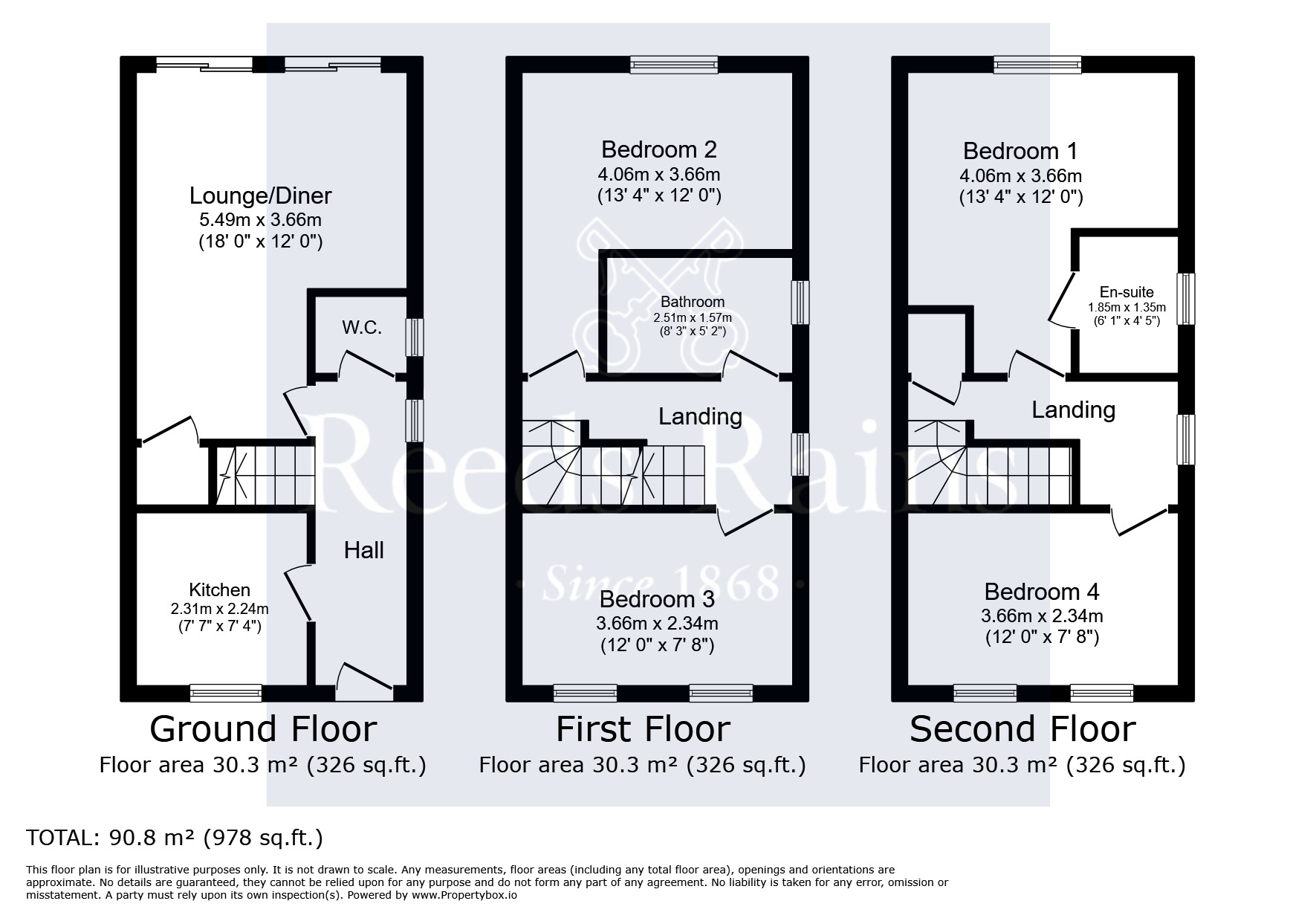 Floorplan of 4 bedroom End Terrace House for sale, John Walton Close, Glossop, Derbyshire, SK13