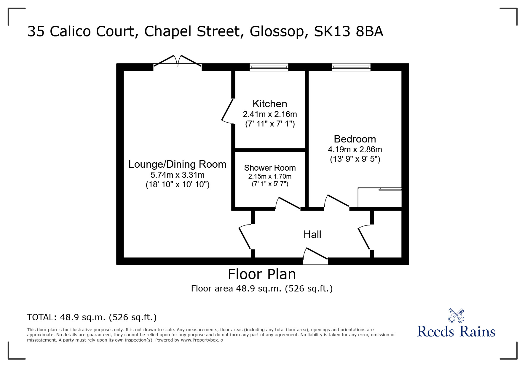 Floorplan of 1 bedroom  Flat for sale, Chapel Street, Glossop, Derbyshire, SK13