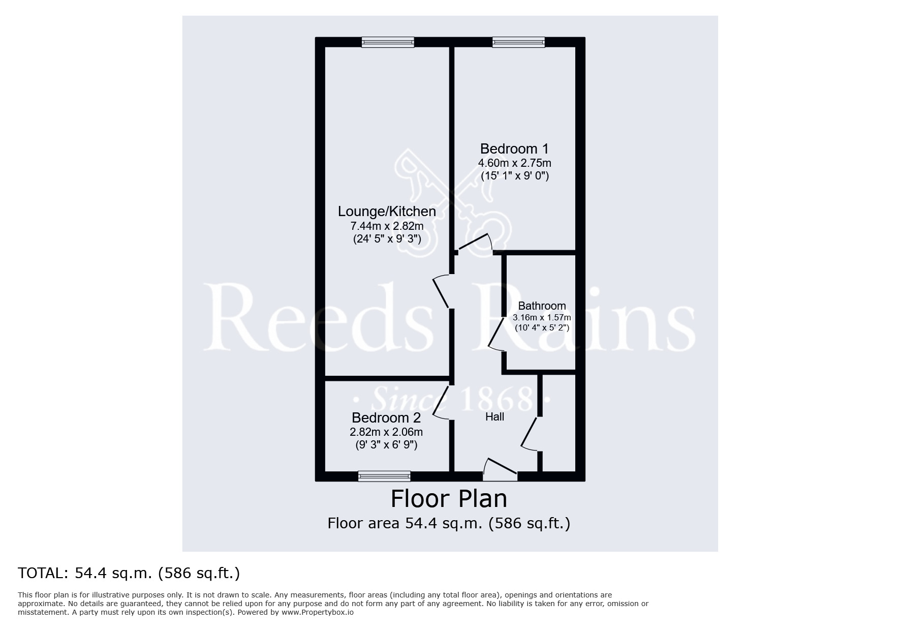 Floorplan of 2 bedroom  Flat for sale, Glossop Brook Road, Glossop, Derbyshire, SK13