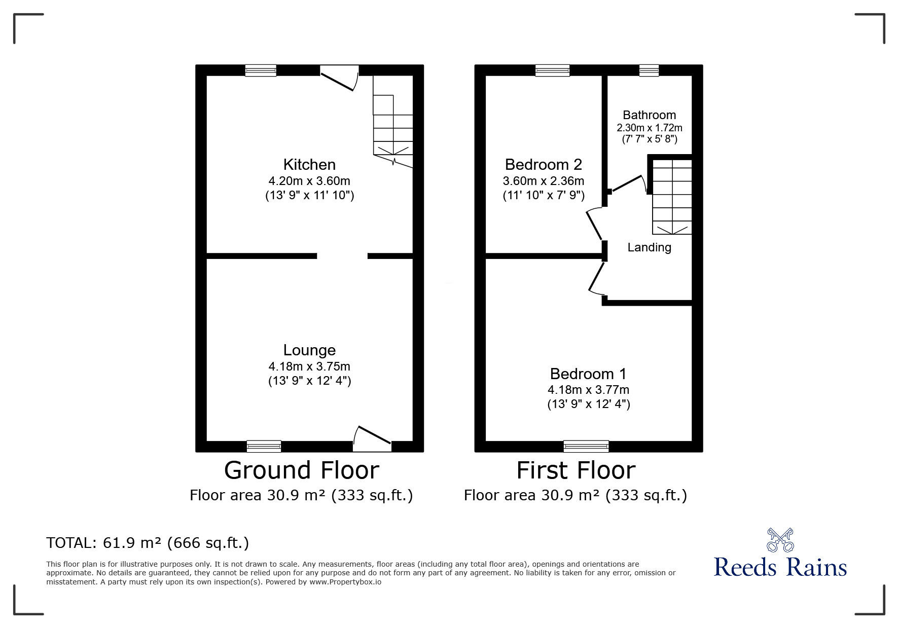 Floorplan of 2 bedroom Mid Terrace House to rent, Woolley Bridge, Hadfield, Derbyshire, SK13