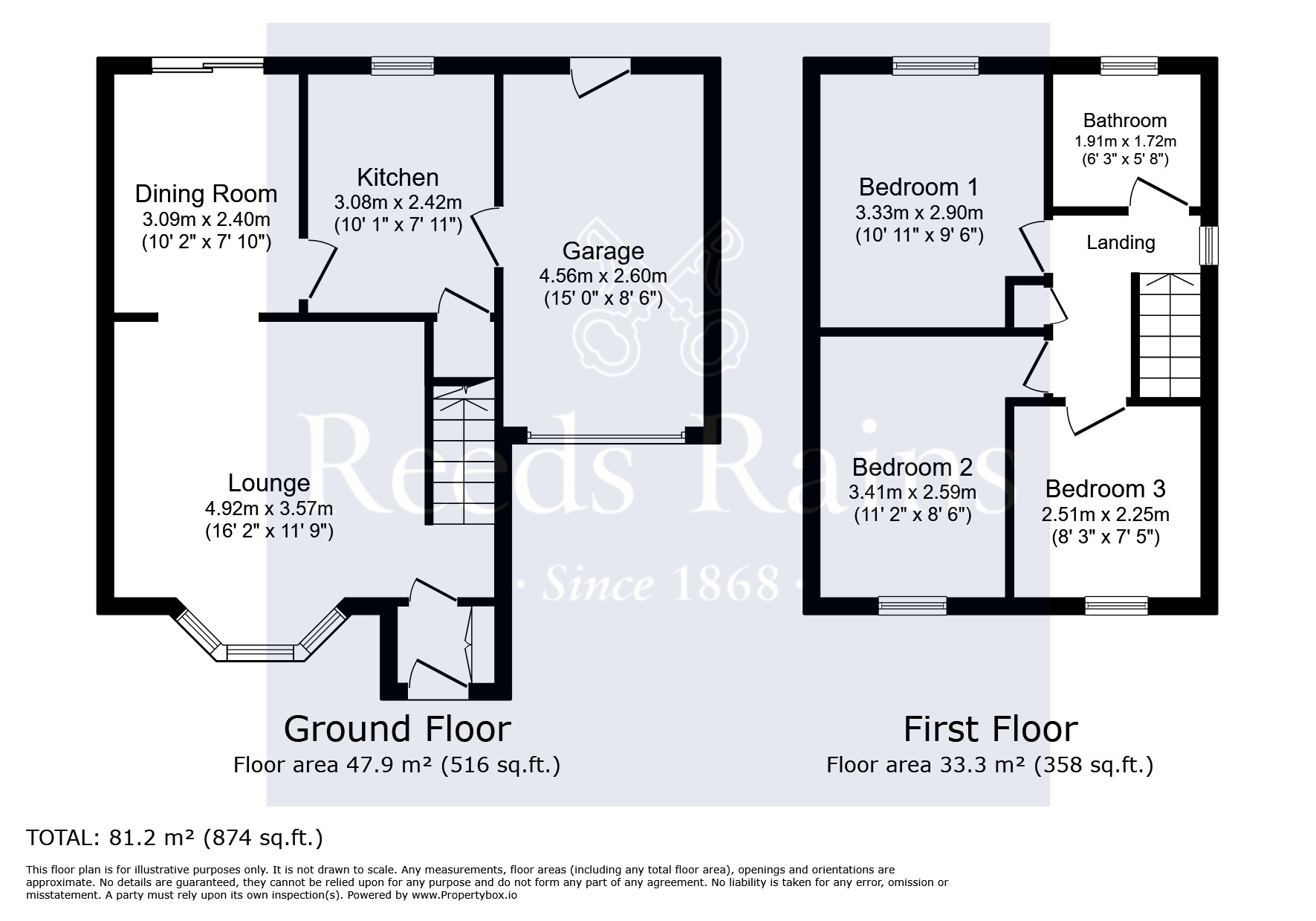 Floorplan of 3 bedroom Semi Detached House for sale, Lake Side, Hadfield, Derbyshire, SK13