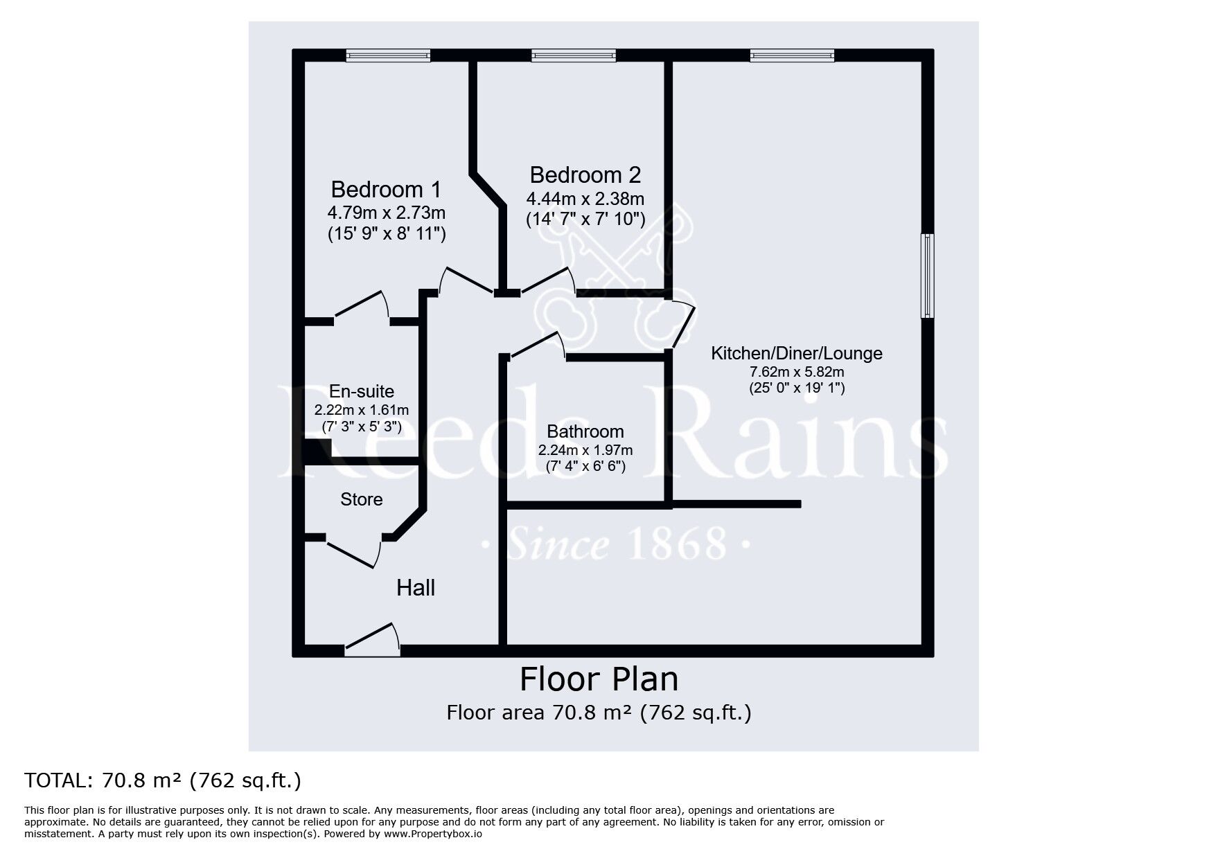 Floorplan of 2 bedroom  Flat for sale, Glossop Brook Road, Glossop, Derbyshire, SK13