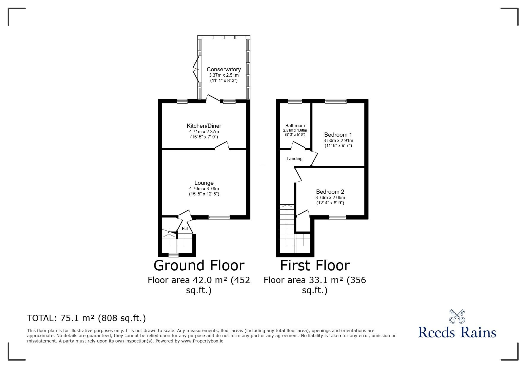 Floorplan of 2 bedroom Mid Terrace House for sale, Pennine Road, Glossop, Derbyshire, SK13