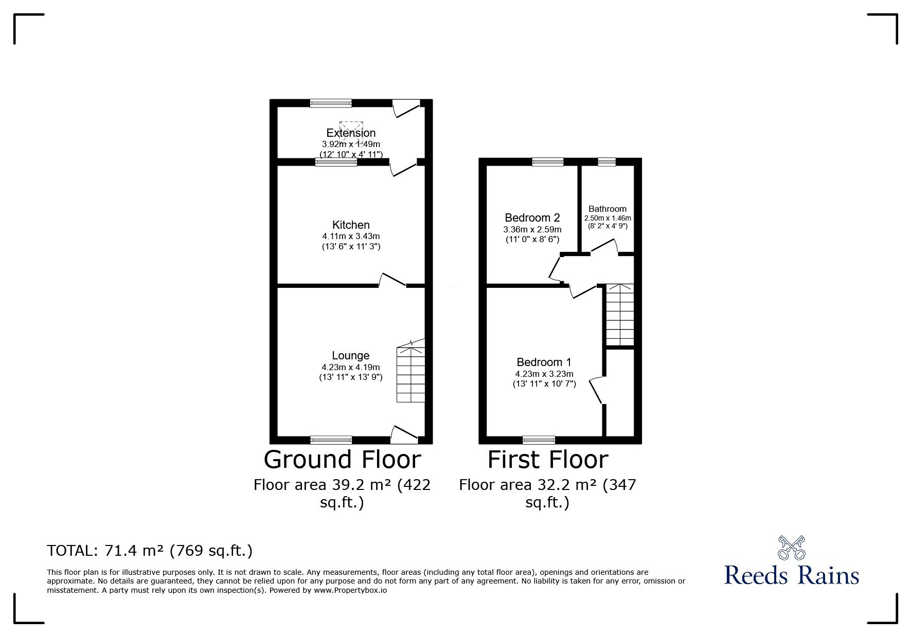 Floorplan of 2 bedroom Mid Terrace House for sale, Gladstone Street, Glossop, Derbyshire, SK13