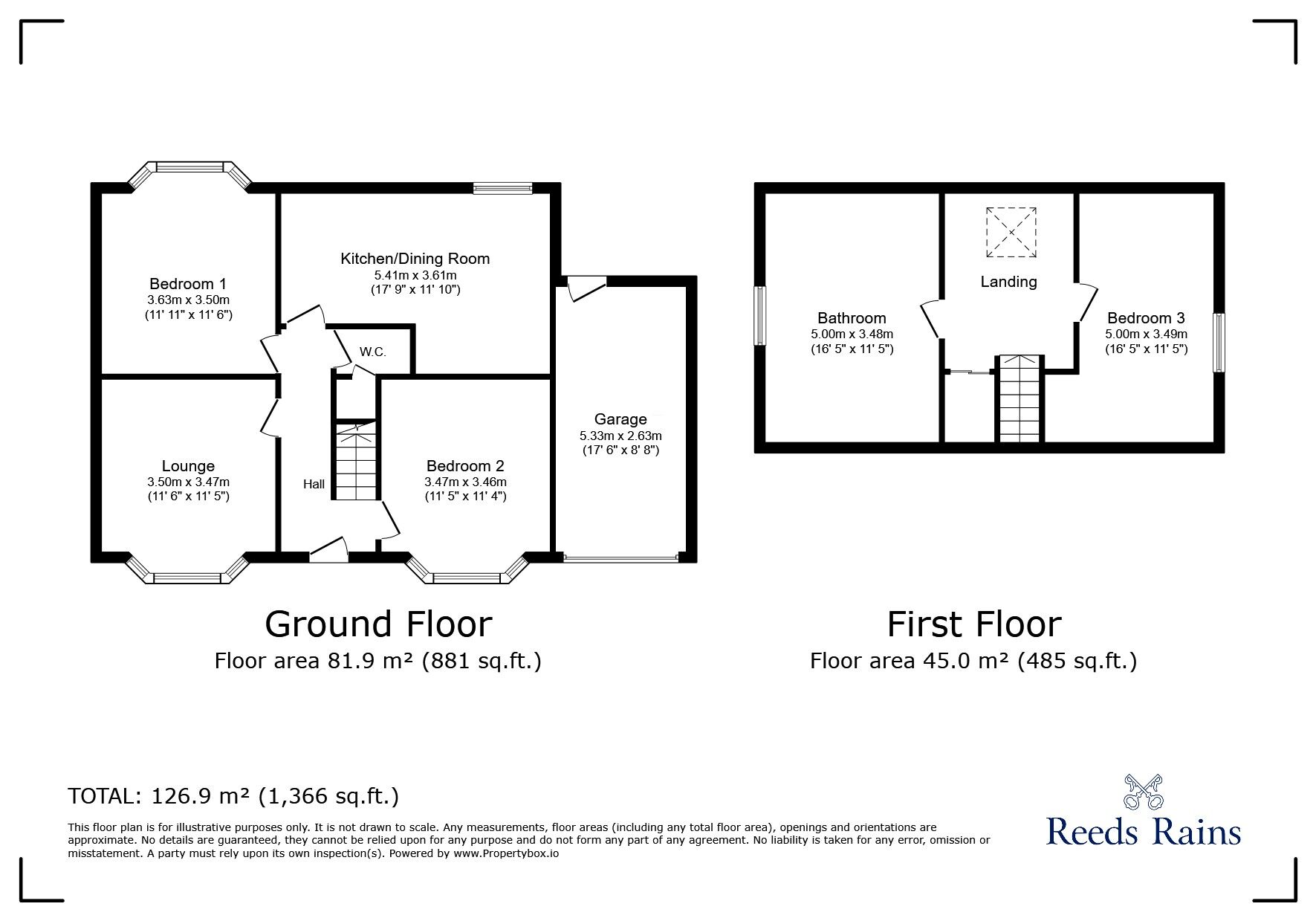 Floorplan of 3 bedroom Detached Bungalow for sale, Green Lane, Hollingworth, Greater Manchester, SK14