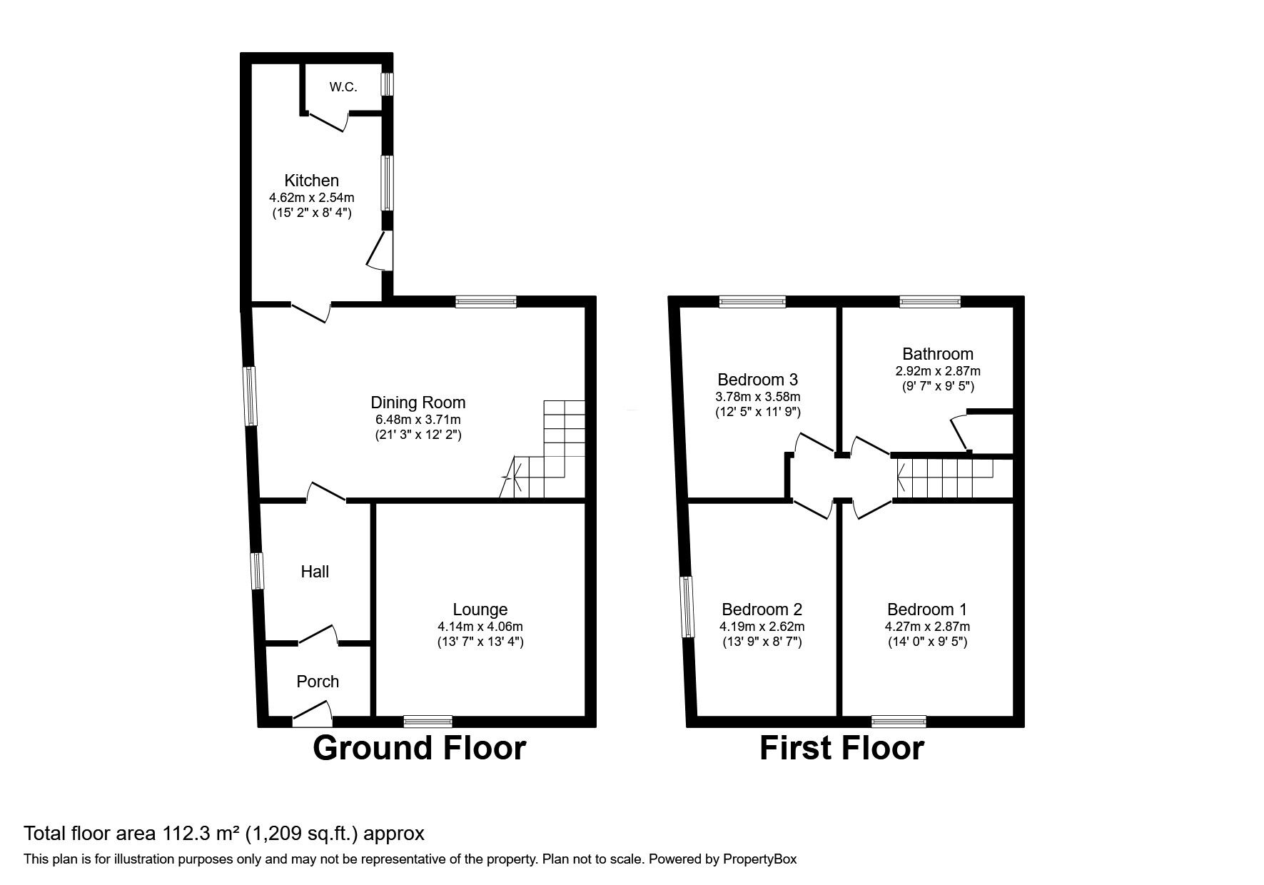 Floorplan of 3 bedroom End Terrace House to rent, Duke Street, Glossop, Derbyshire, SK13