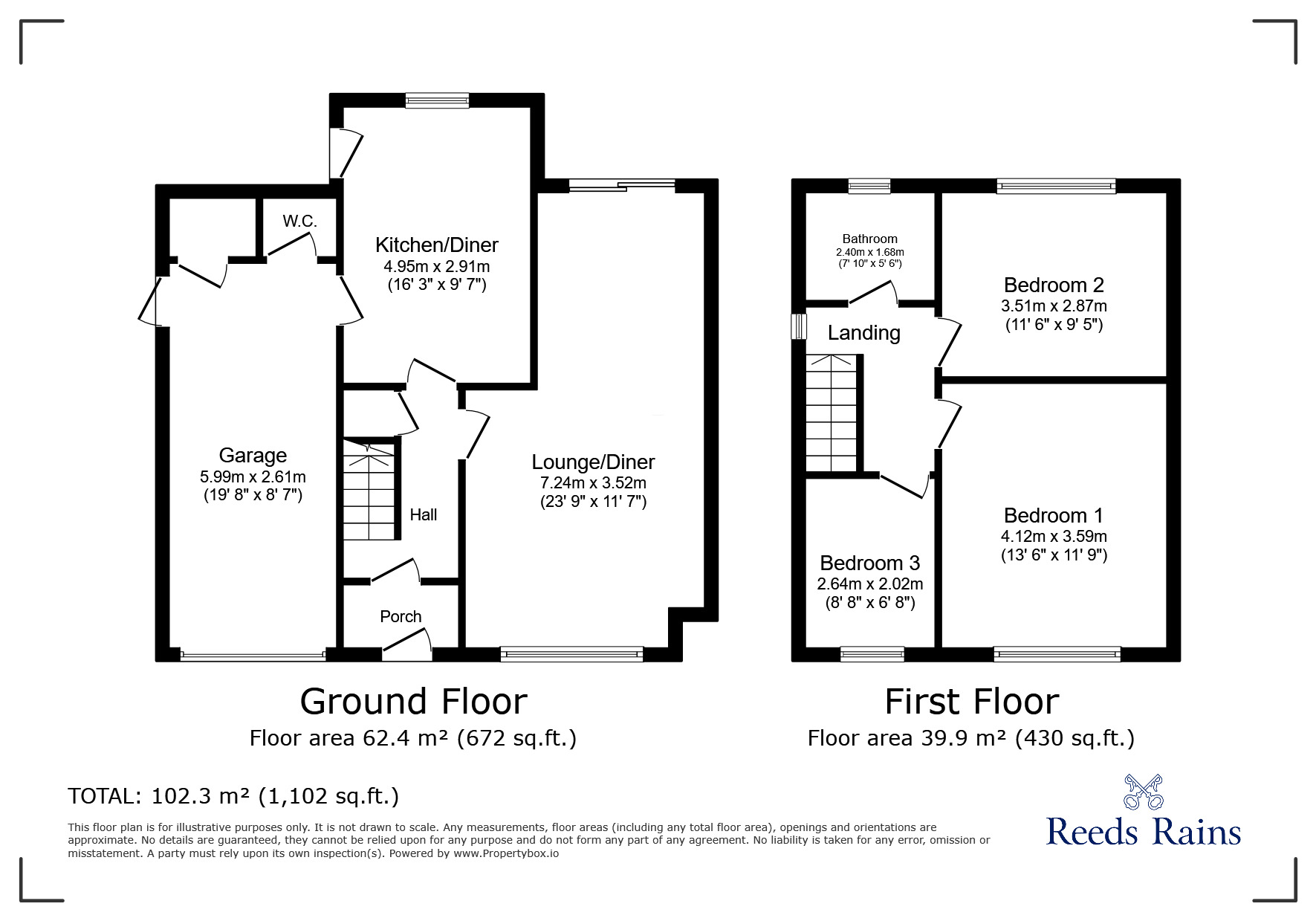 Floorplan of 3 bedroom Semi Detached House for sale, Meadowbank, Hollingworth, Greater Manchester, SK14