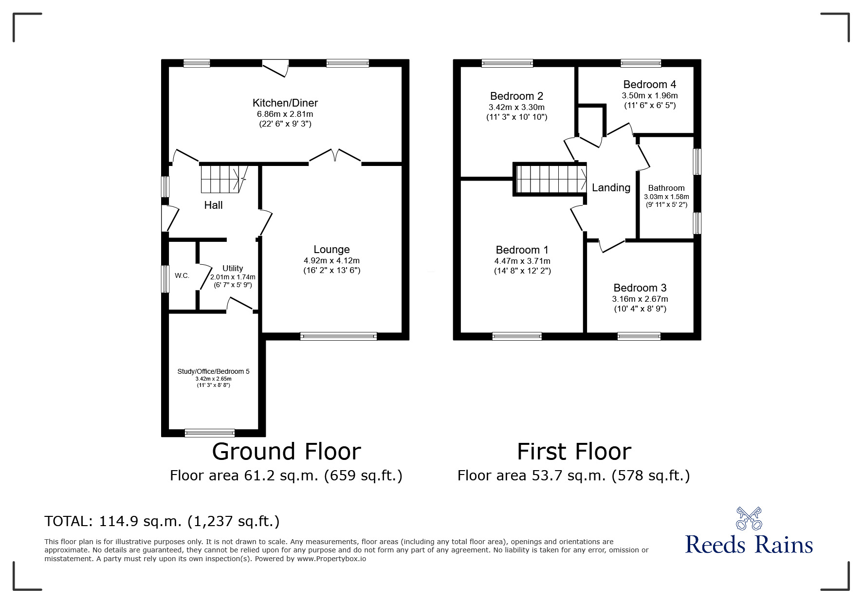 Floorplan of 4 bedroom Detached House for sale, Meadowfield Close, Hadfield, Derbyshire, SK13