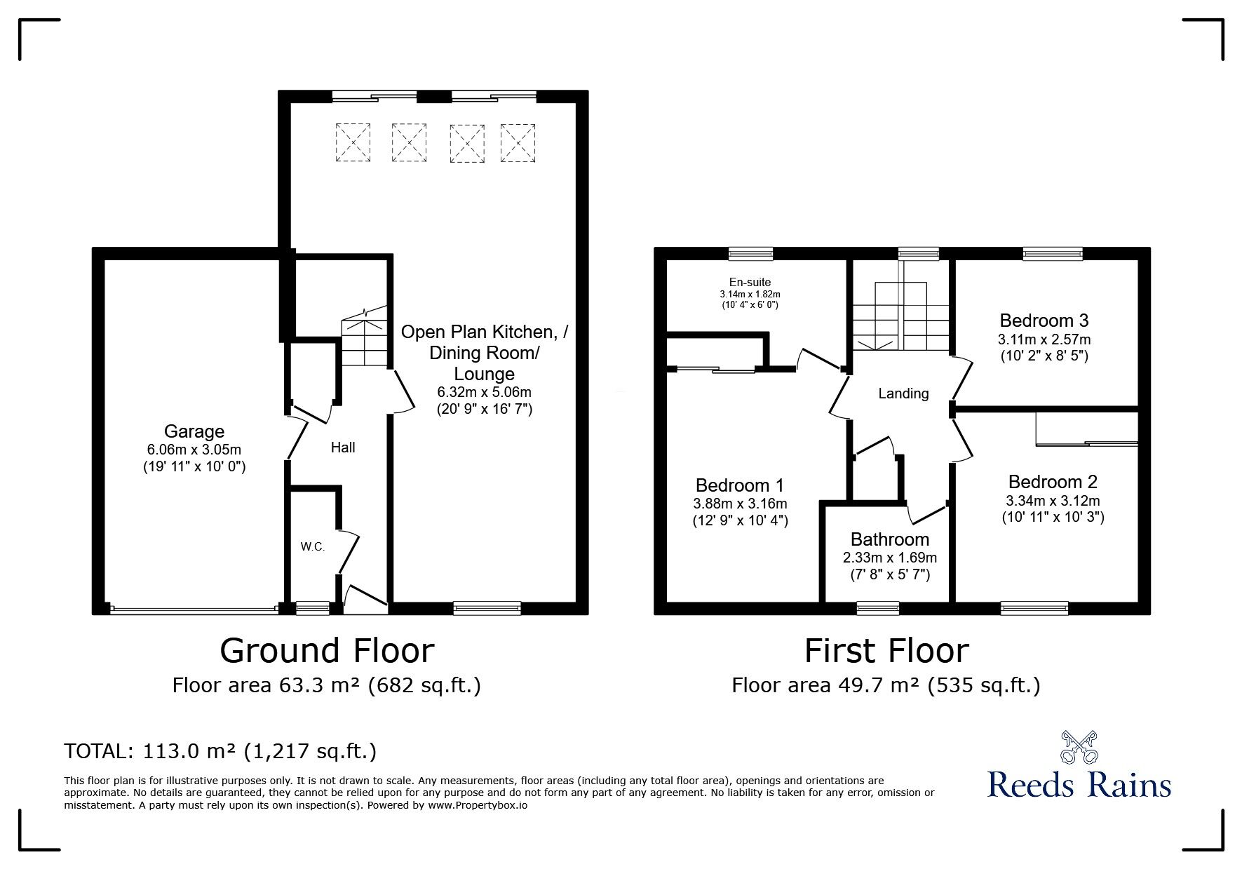 Floorplan of 3 bedroom Detached House for sale, Hawkshead Road, Glossop, Derbyshire, SK13