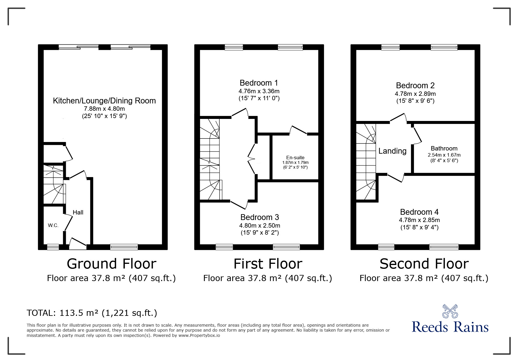 Floorplan of 4 bedroom Mid Terrace House for sale, Hawkshead Road, Glossop, Derbyshire, SK13