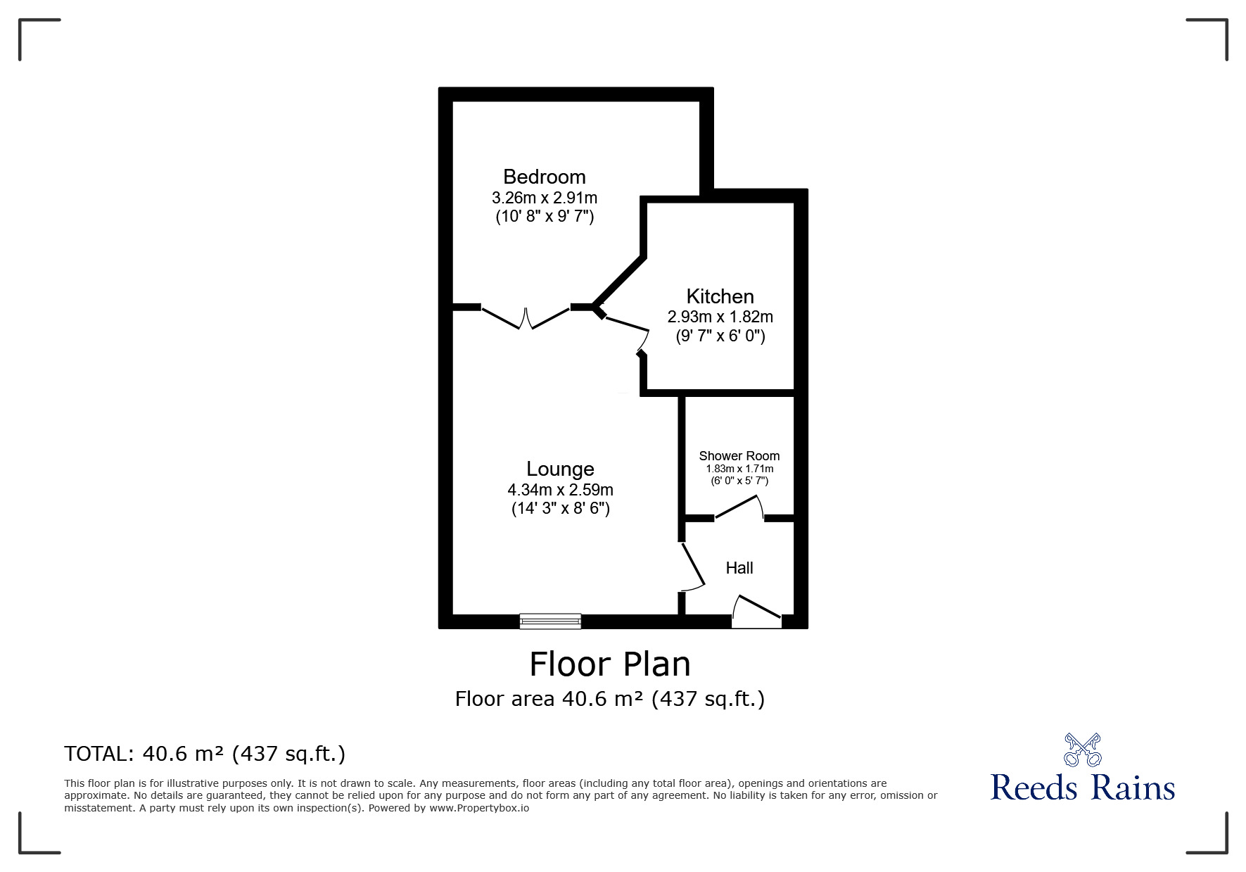 Floorplan of 1 bedroom  Flat for sale, Hayden Court, Glossop, Derbyshire, SK13