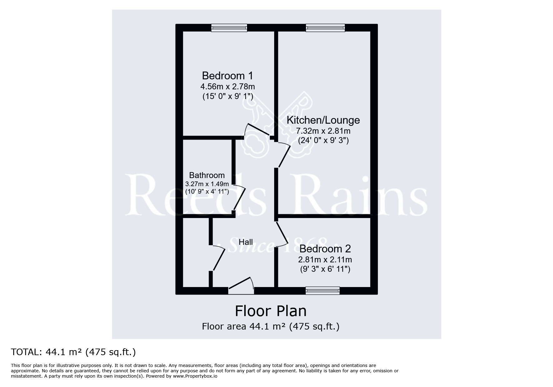 Floorplan of 2 bedroom  Flat for sale, Glossop Brook Road, Glossop, Derbyshire, SK13