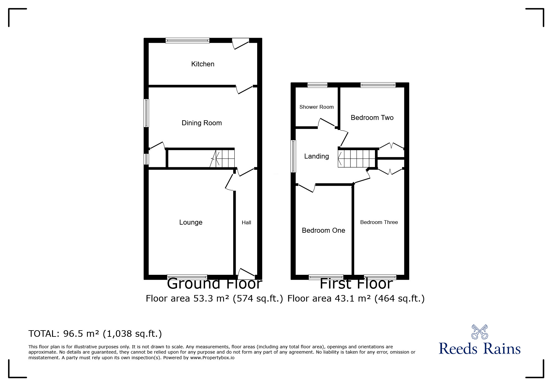 Floorplan of 3 bedroom End Terrace House for sale, St. Marys Road, Glossop, Derbyshire, SK13