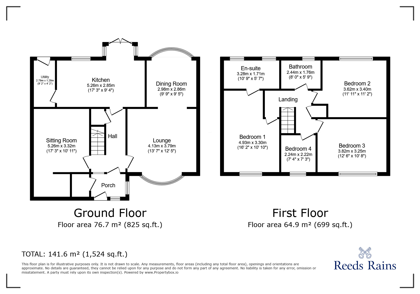 Floorplan of 4 bedroom Semi Detached House for sale, Burwell Close, Glossop, Derbyshire, SK13