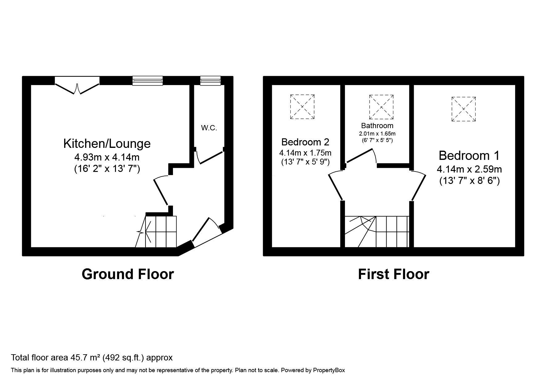 Floorplan of 2 bedroom  Flat to rent, Torside Mews, Hadfield, Derbyshire, SK13