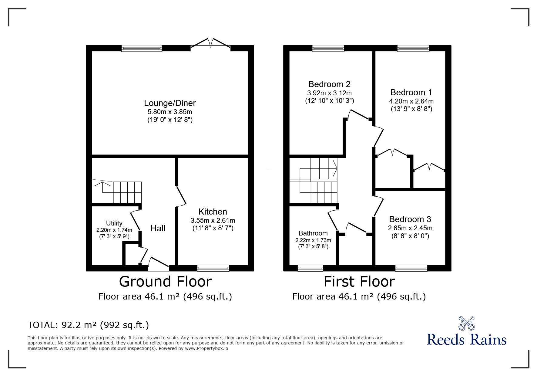 Floorplan of 3 bedroom Mid Terrace House for sale, Bakewell Lea, Glossop, Derbyshire, SK13