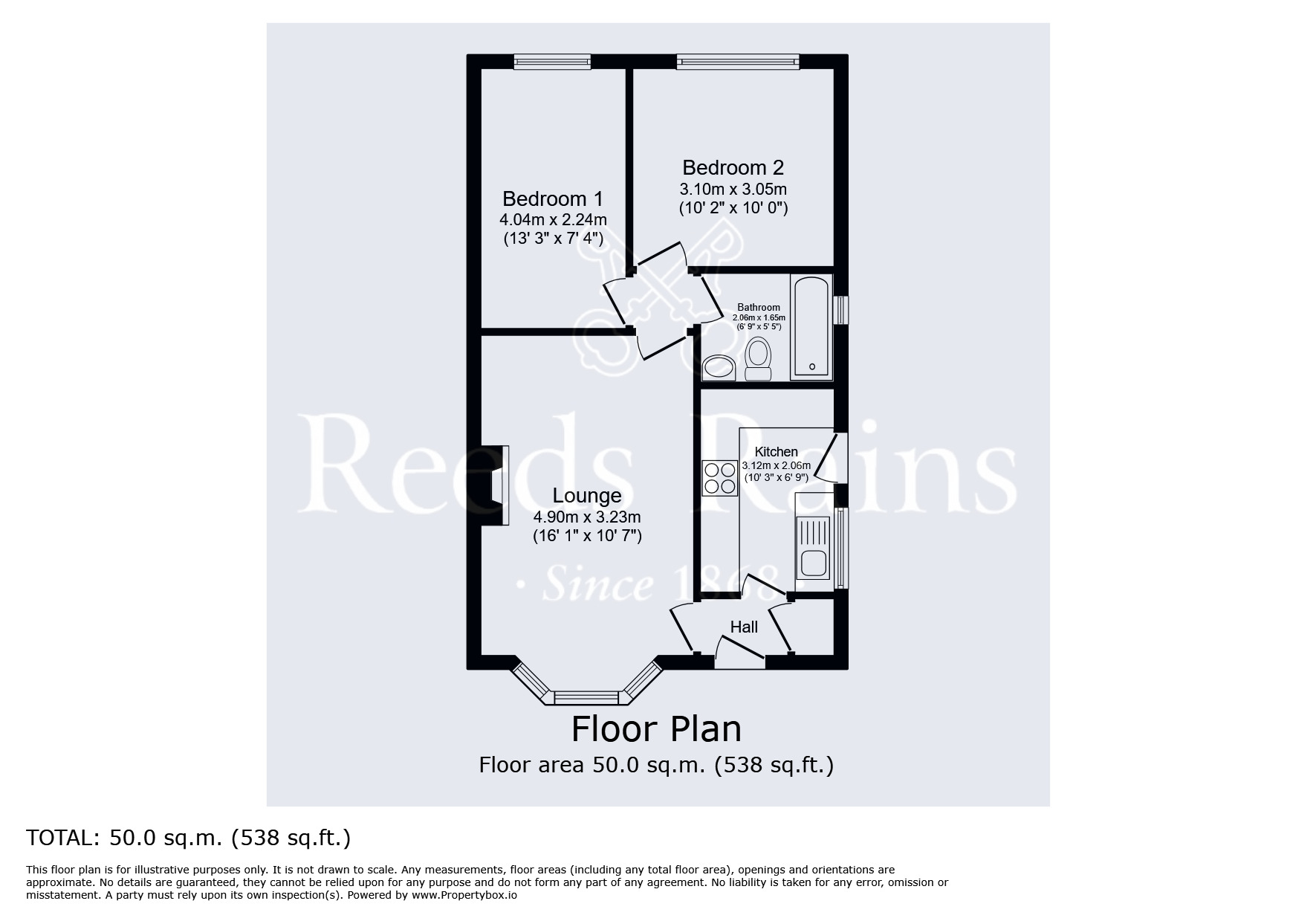 Floorplan of 2 bedroom Semi Detached Bungalow for sale, Queen Street, Hadfield, Derbyshire, SK13