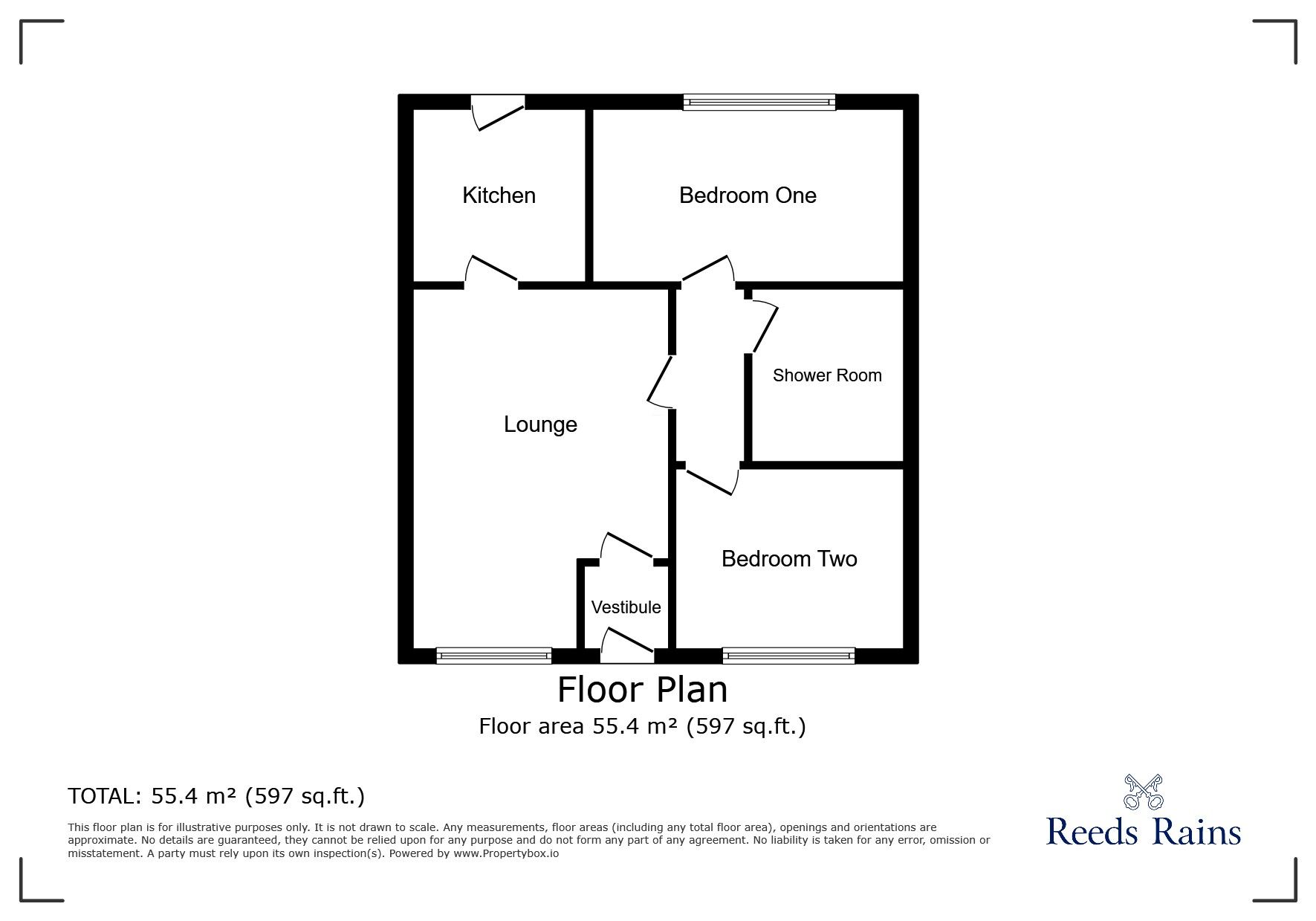 Floorplan of 2 bedroom Mid Terrace Bungalow for sale, King Street, Glossop, Derbyshire, SK13