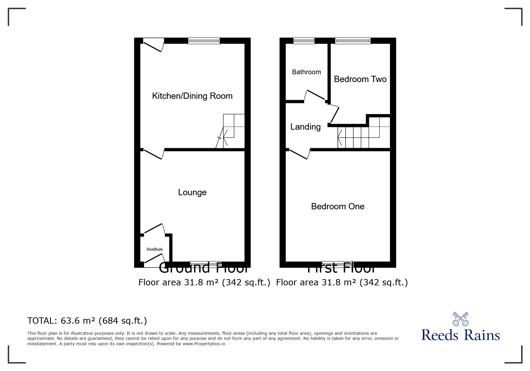 Floorplan of 2 bedroom Mid Terrace House for sale, Derby Street, Glossop, Derbyshire, SK13