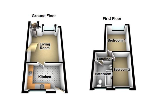 Floorplan of 2 bedroom Mid Terrace House to rent, Stuart Court, Newcastle Upon Tyne, NE3