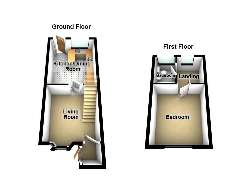 Floorplan of 1 bedroom Mid Terrace House for sale, Stuart Court, Newcastle upon Tyne, Tyne and Wear, NE3